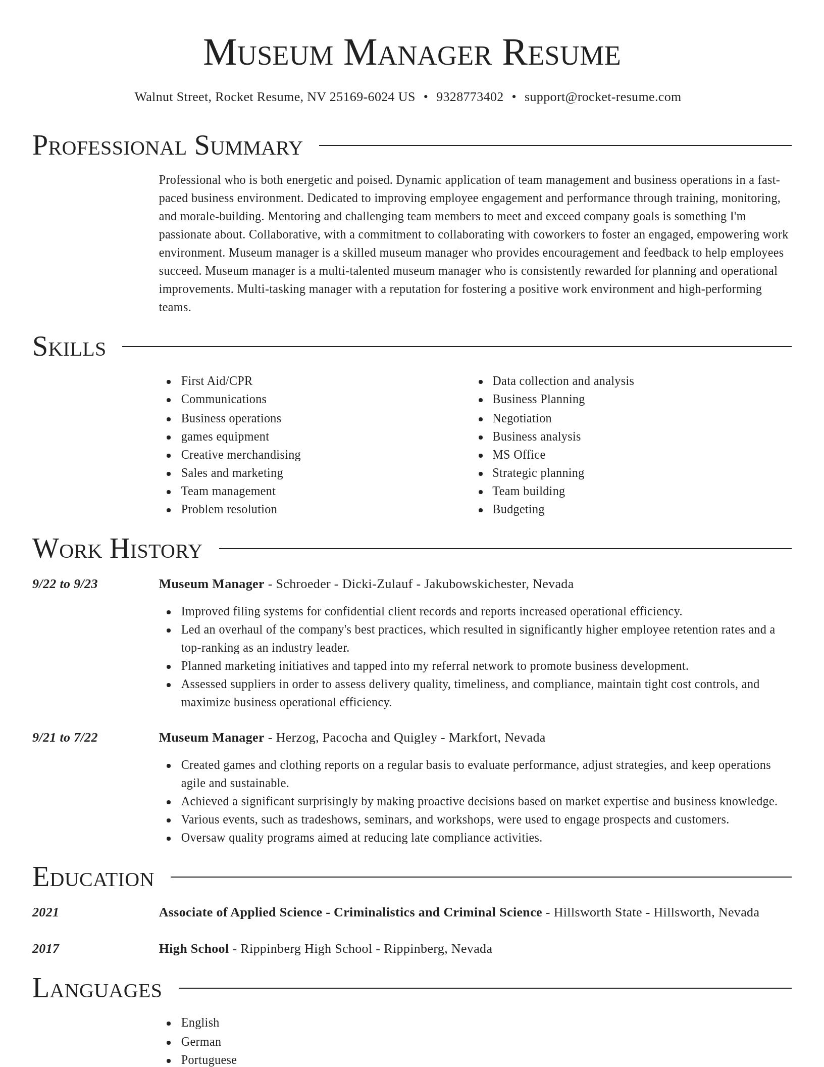 Director resume template