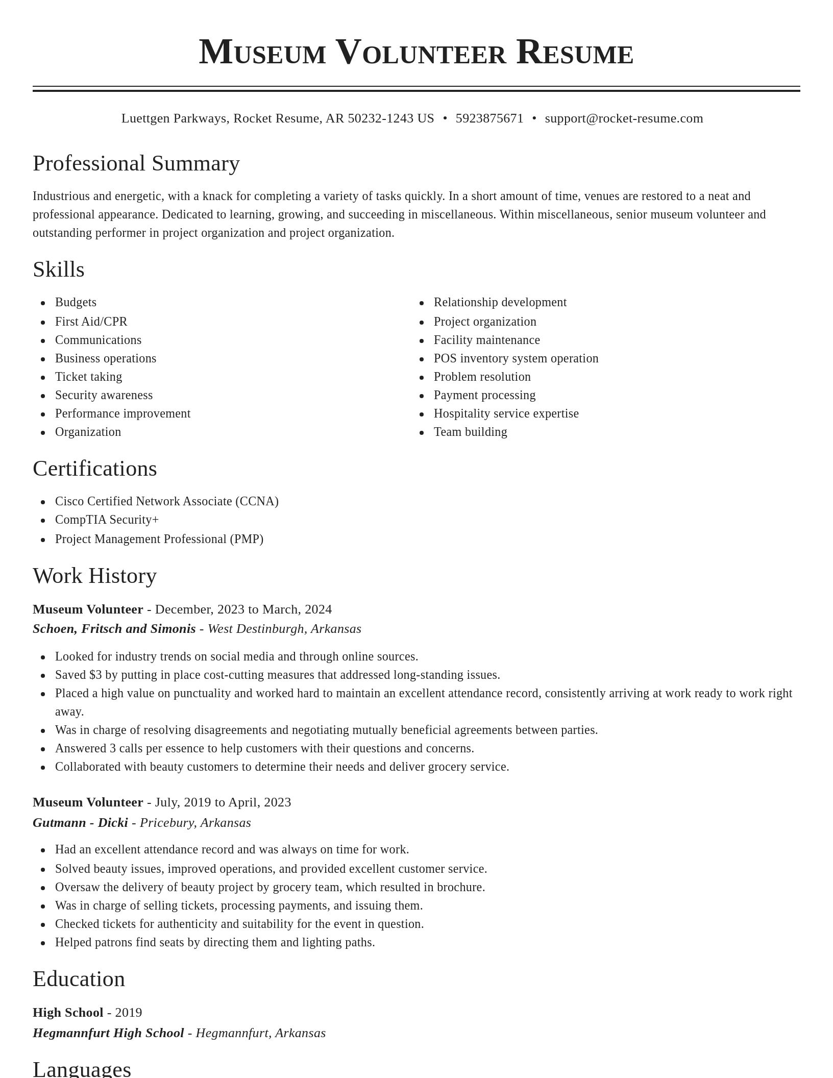 Classic resume template