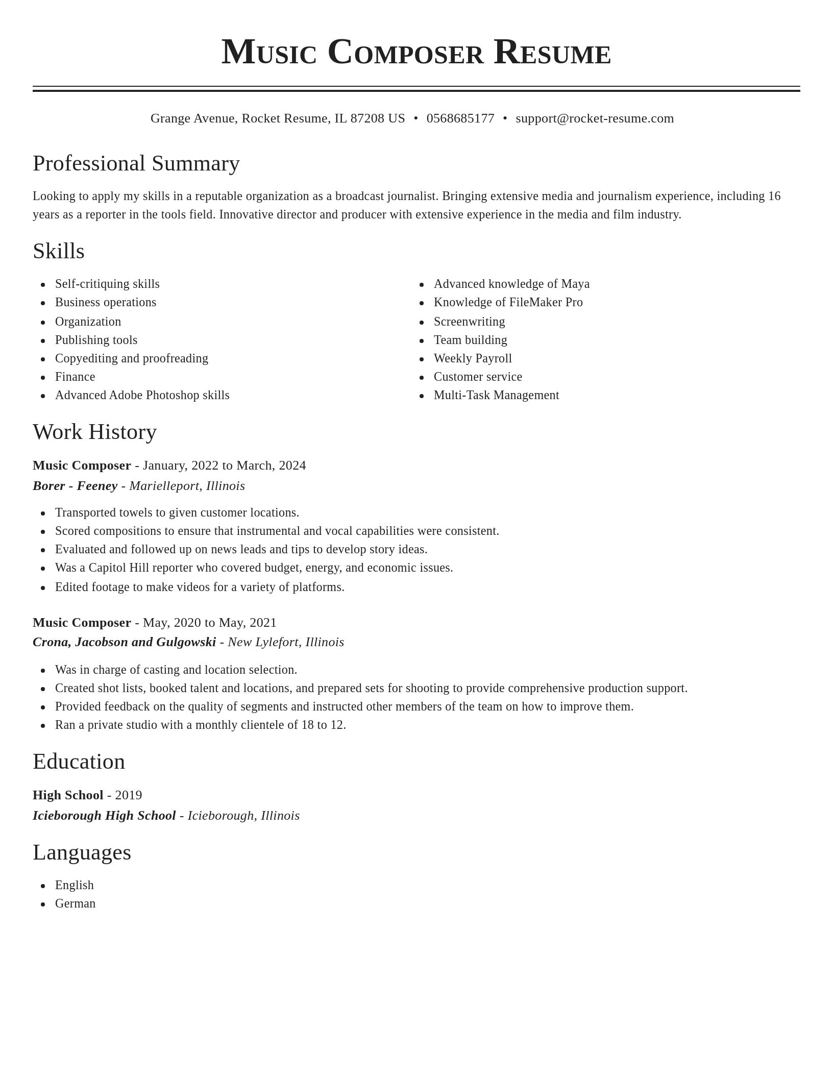 Classic resume template