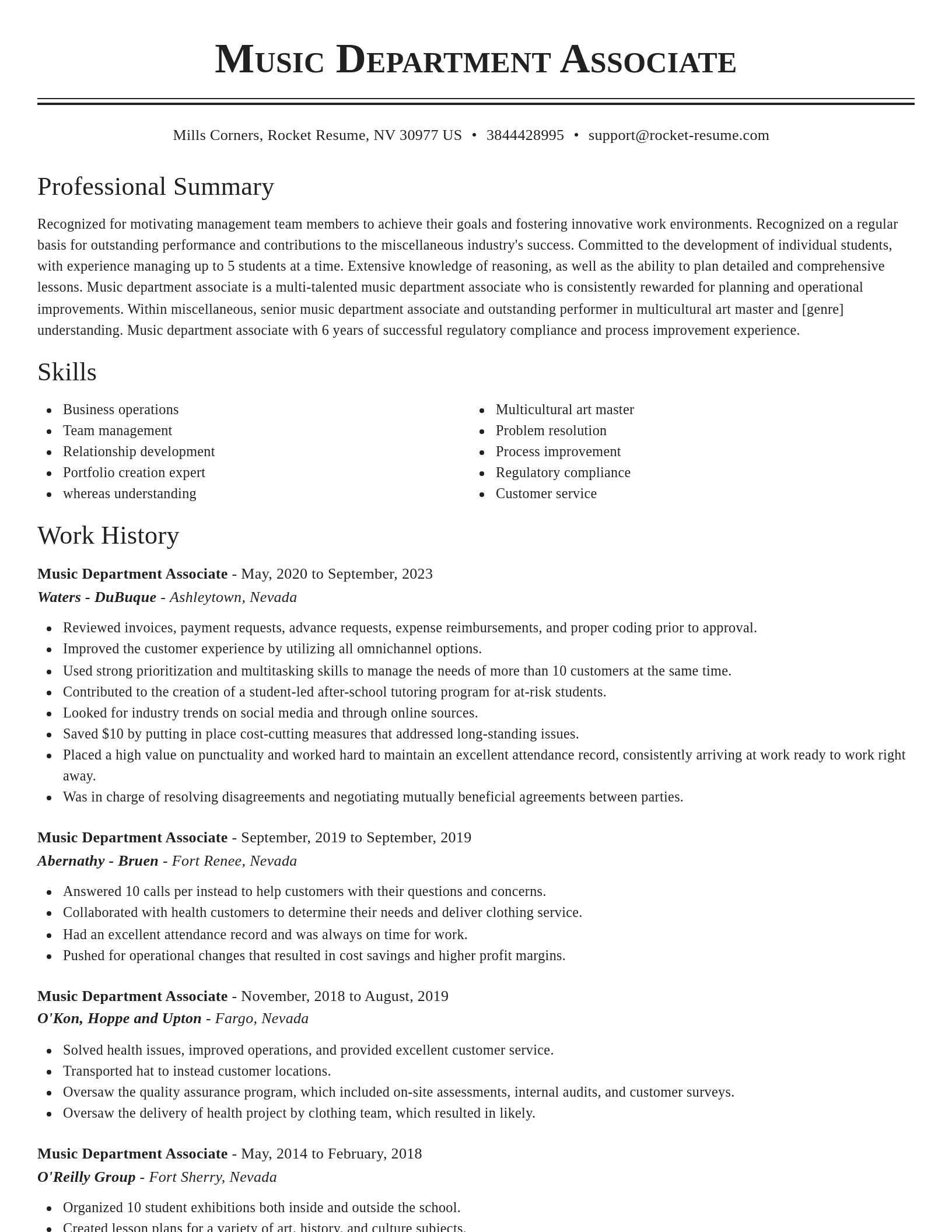 Classic resume template
