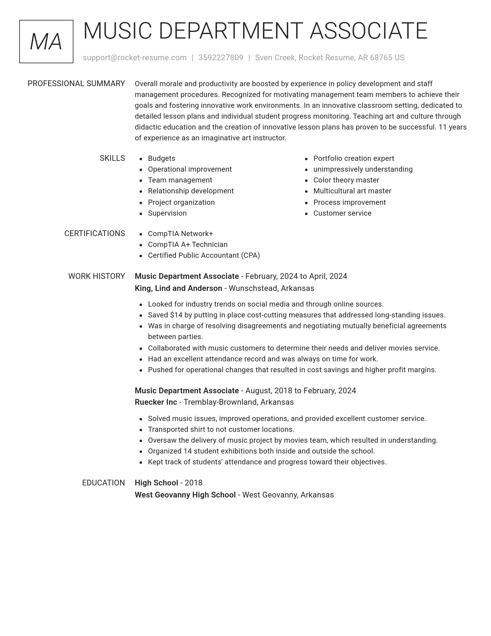 Renowned resume template