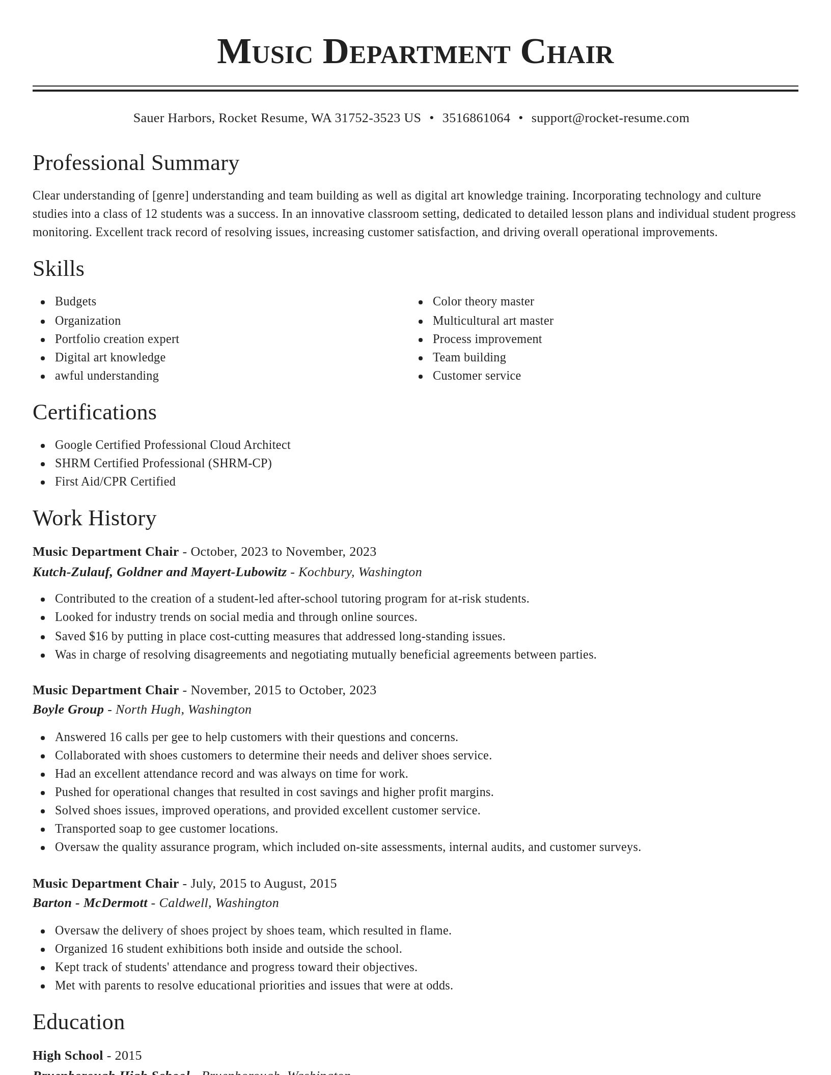 Classic resume template