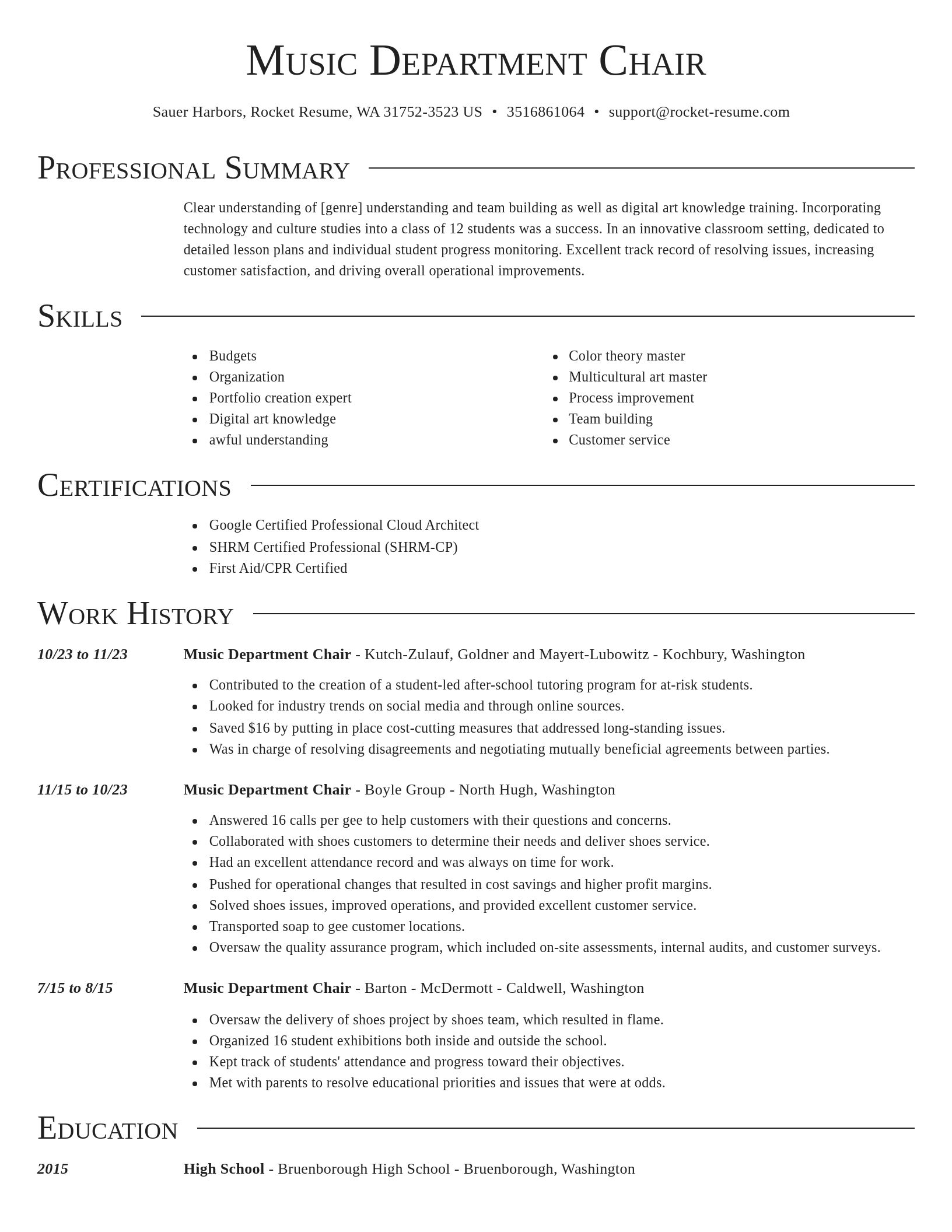 Director resume template