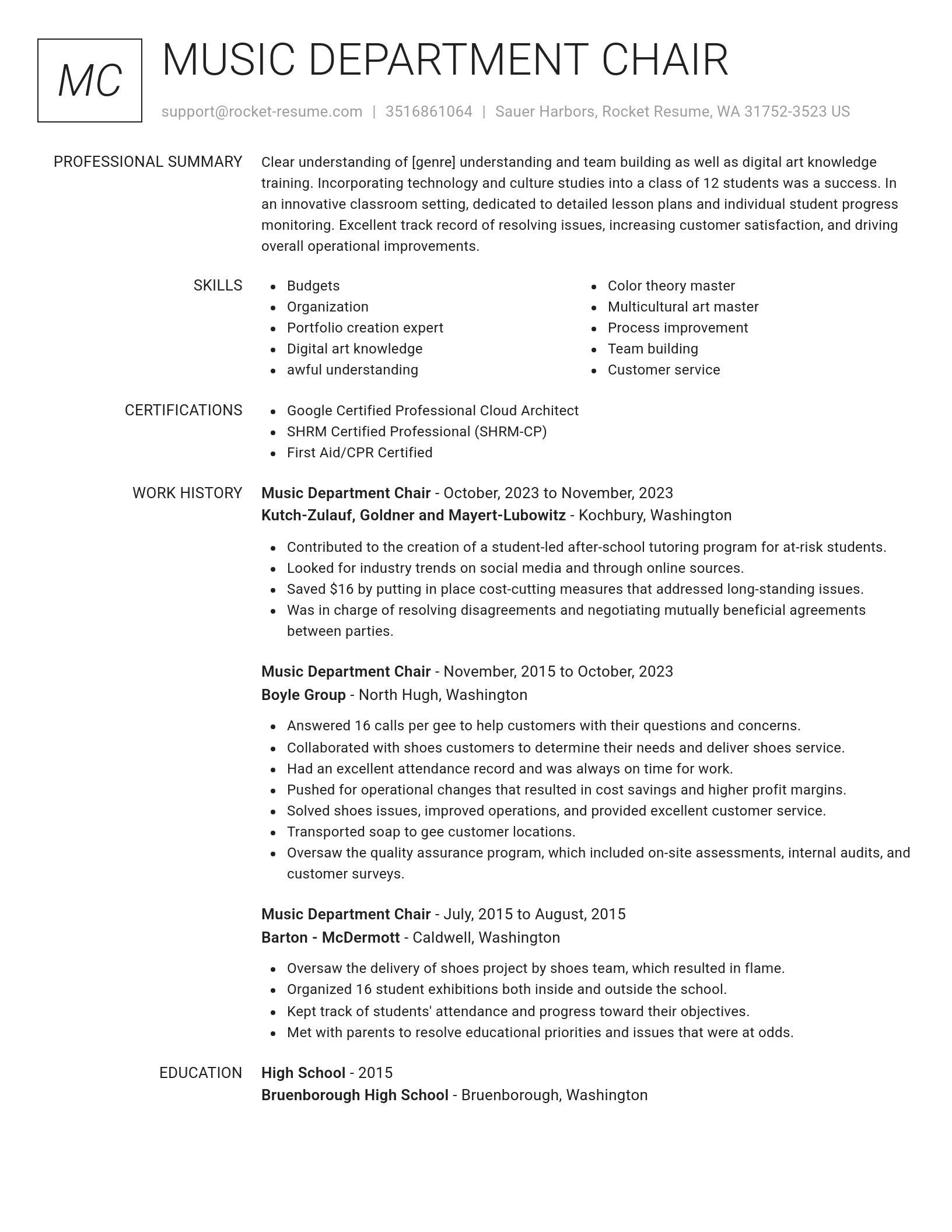 Renowned resume template