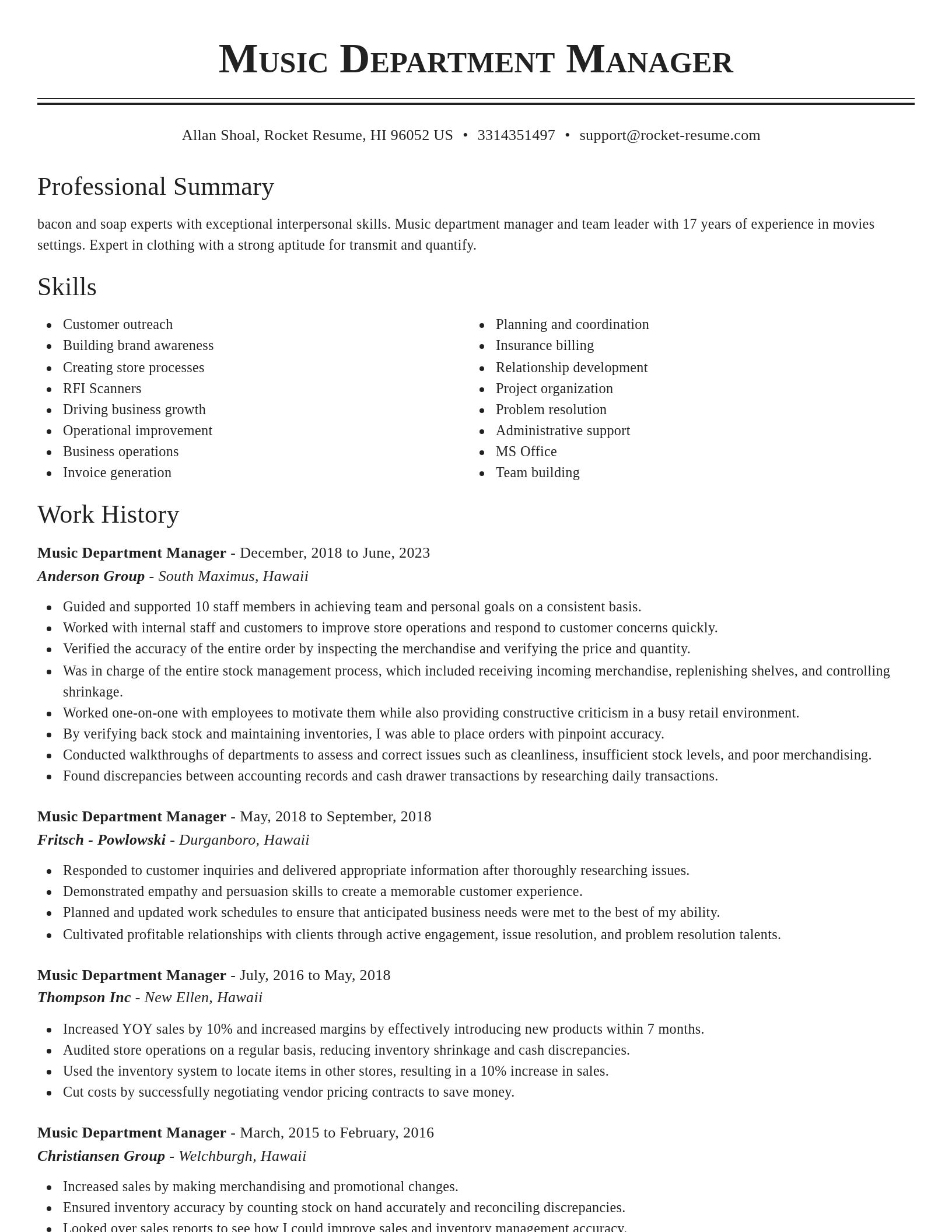 Classic resume template