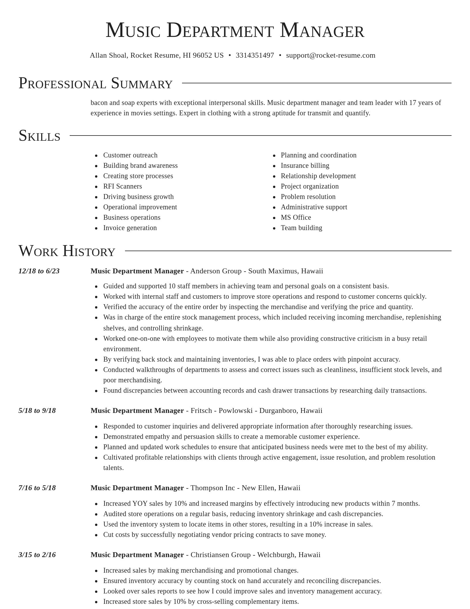 Director resume template