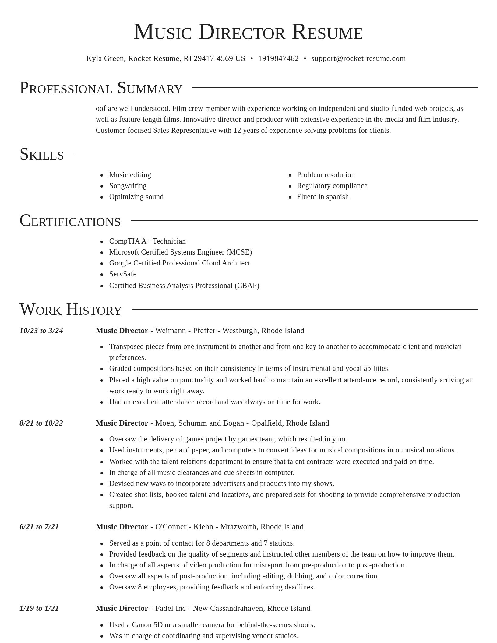 Director resume template
