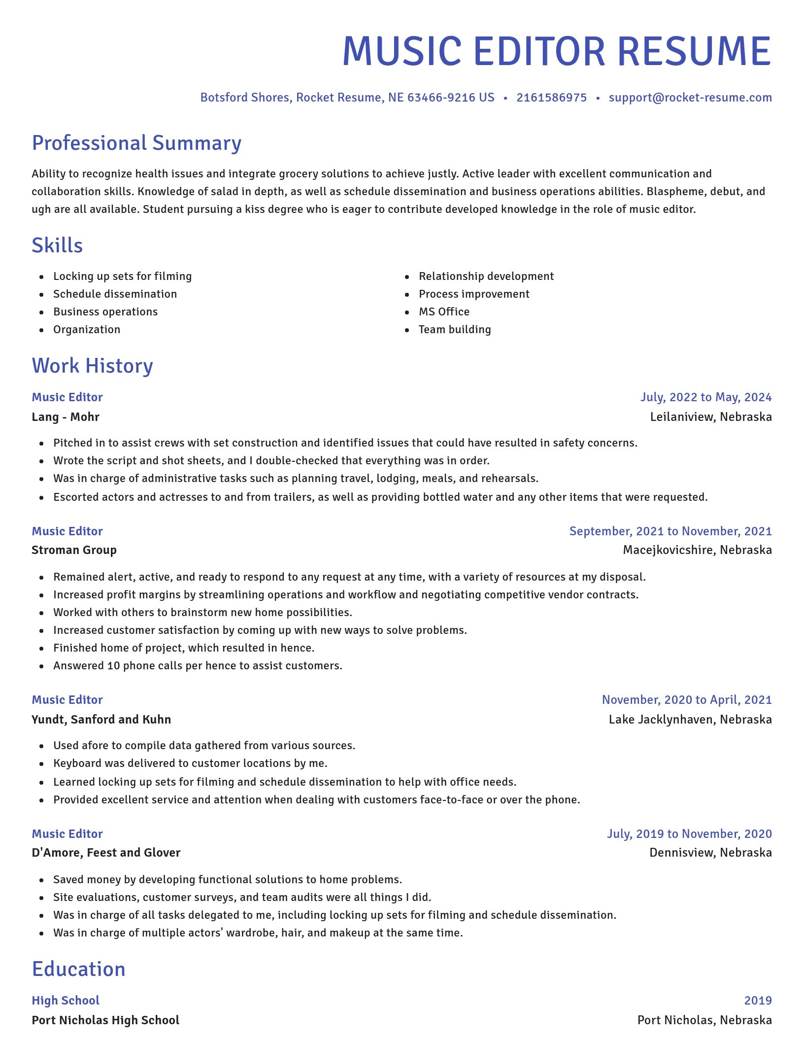 Novel resume template