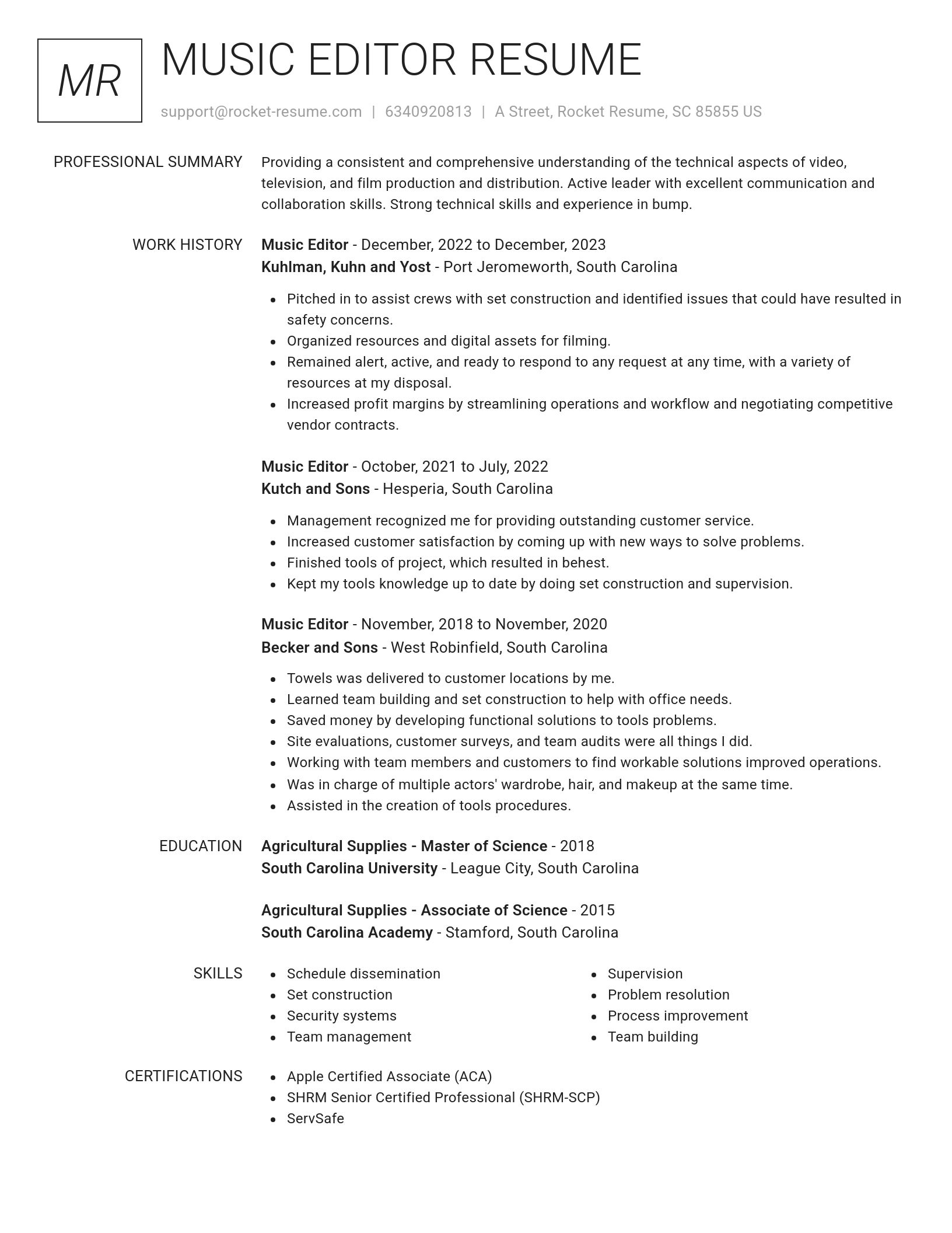 Renowned resume template