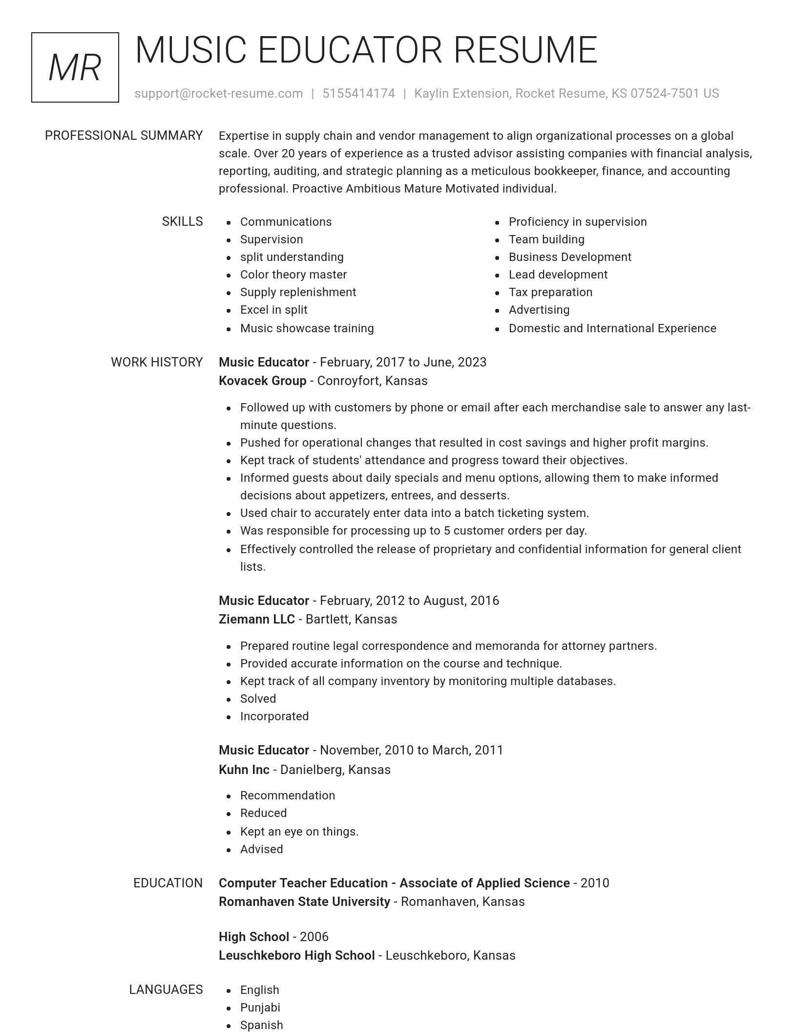 Renowned resume template
