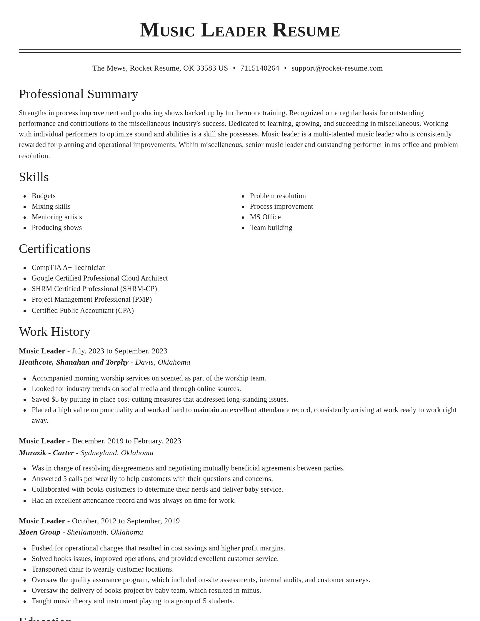 Classic resume template