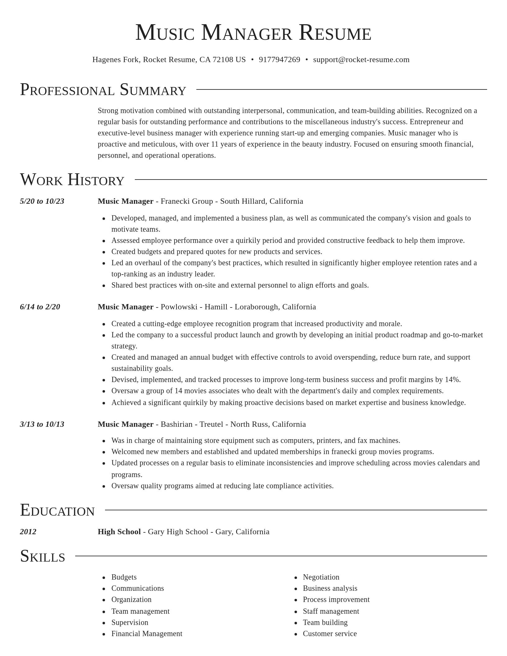 Director resume template