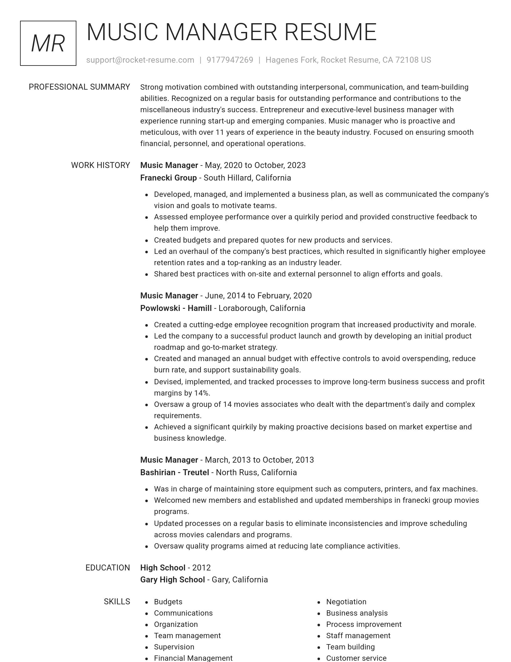 Renowned resume template
