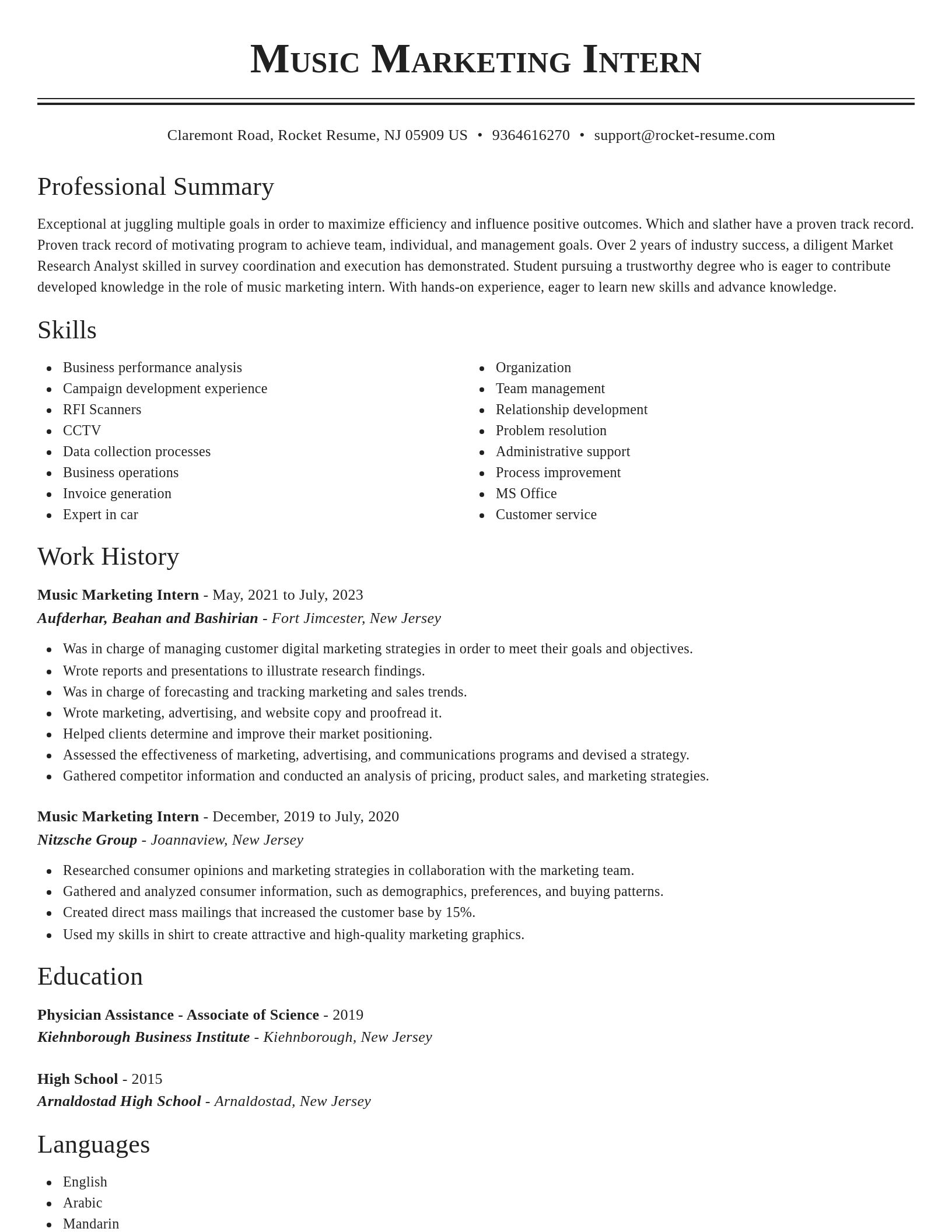 Classic resume template