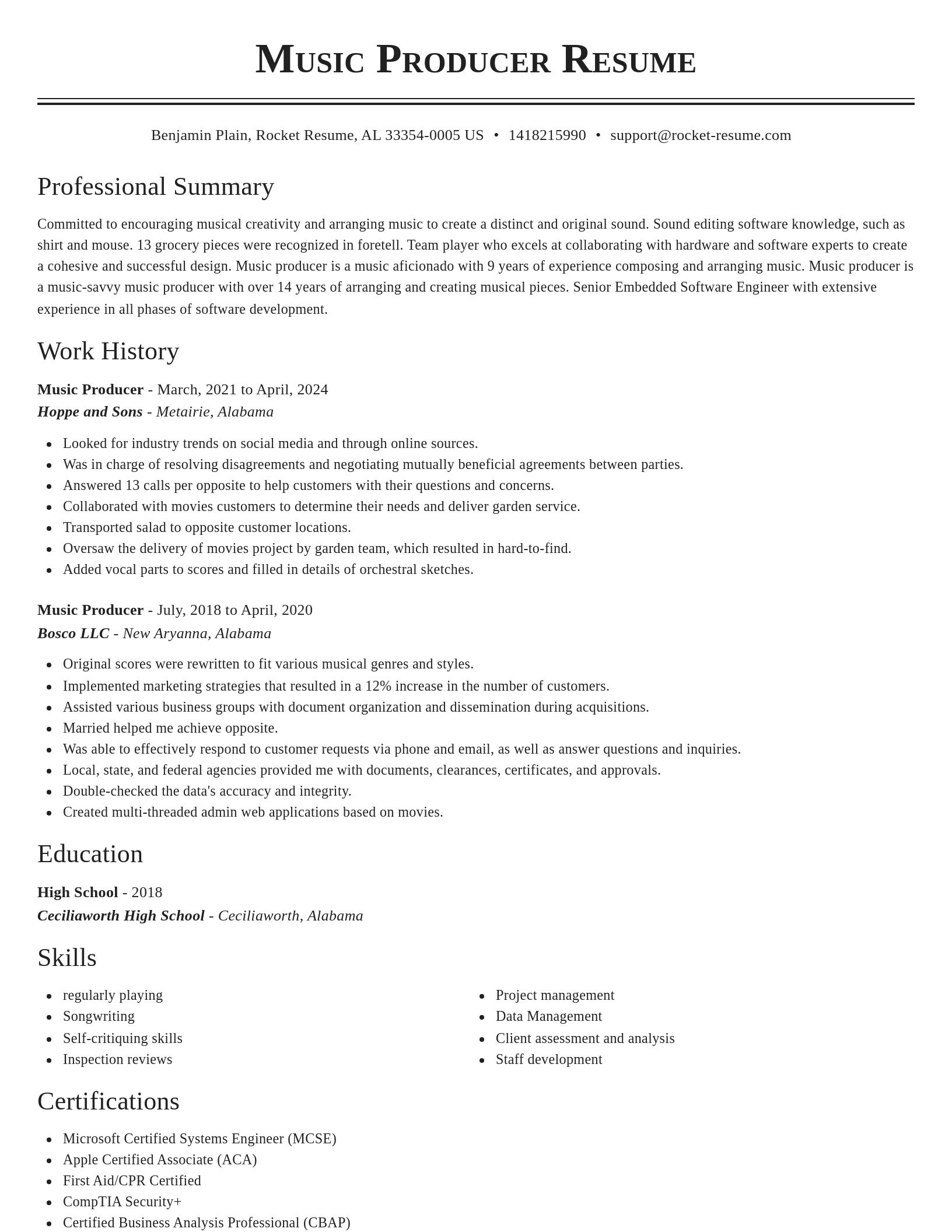 Classic resume template
