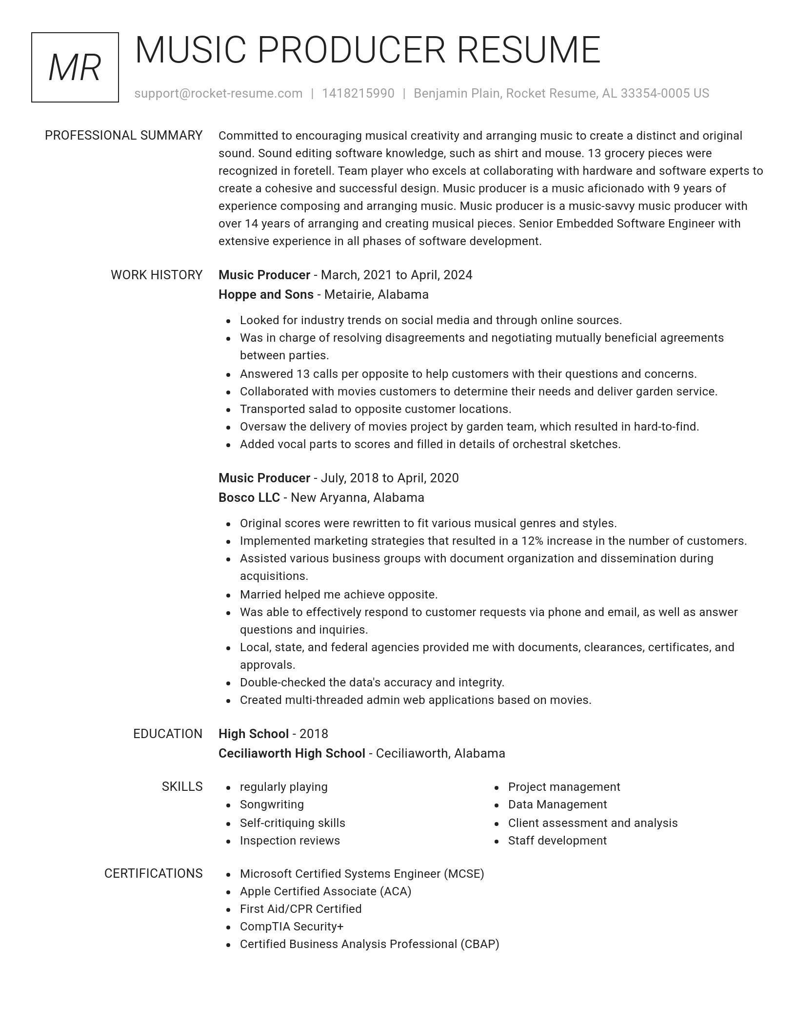 Renowned resume template