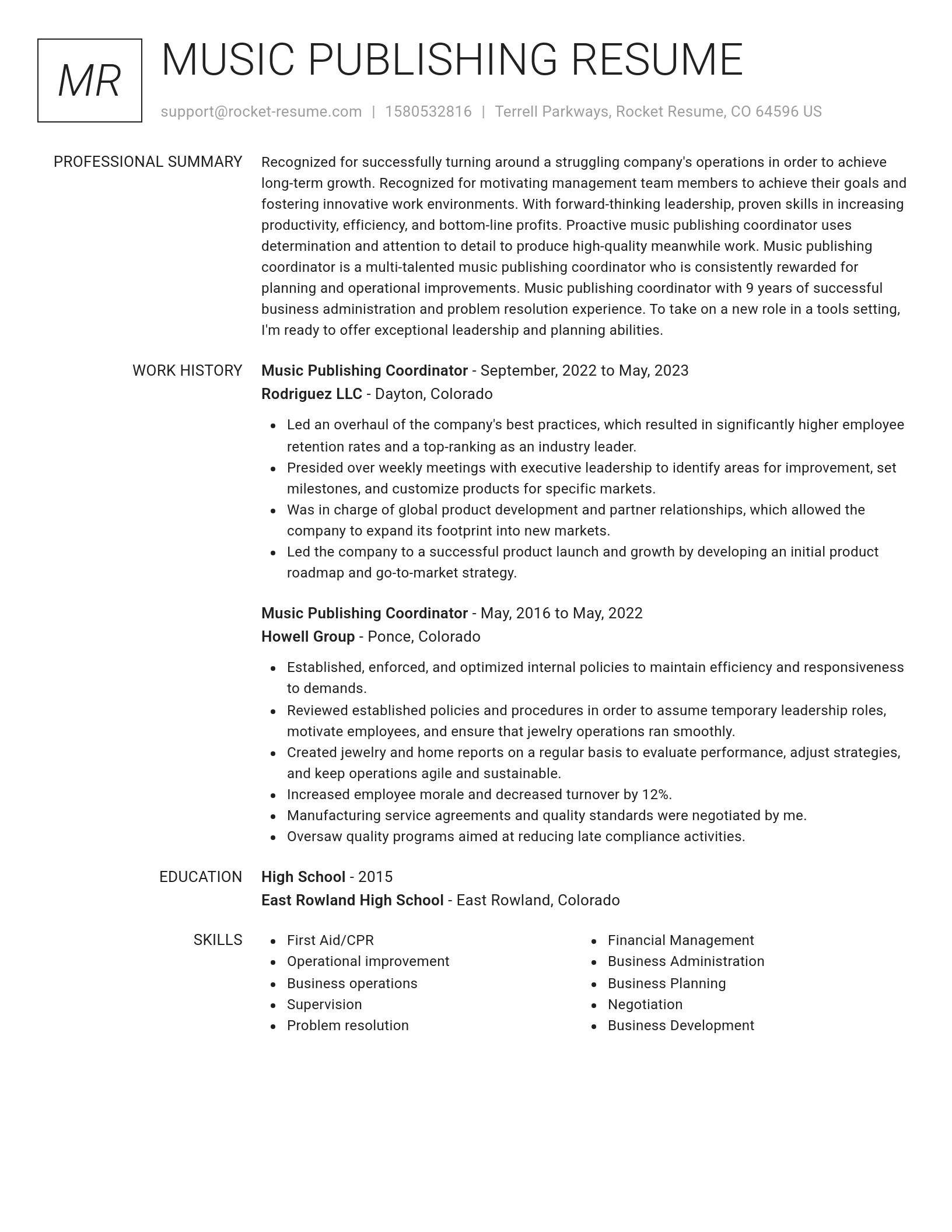 Renowned resume template