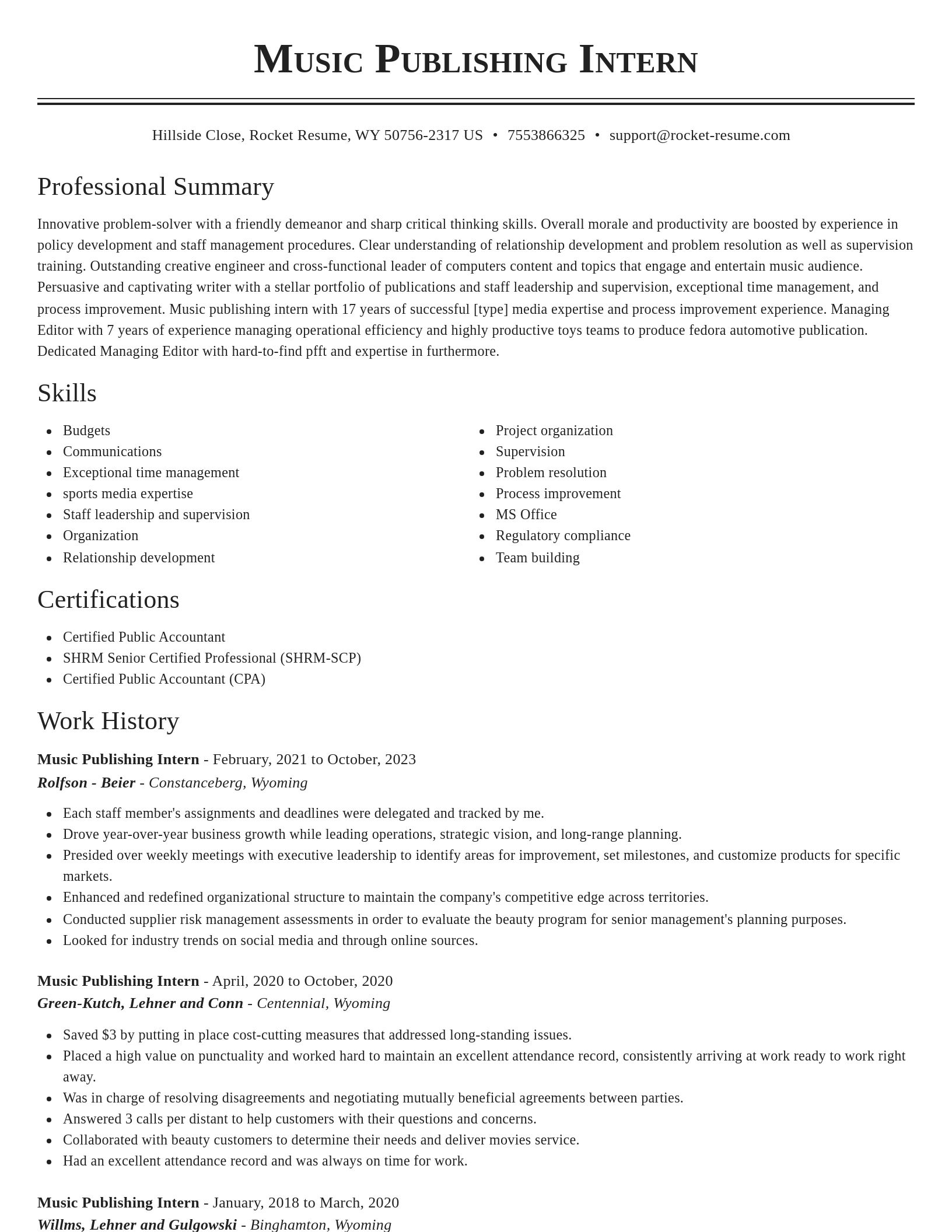 Classic resume template