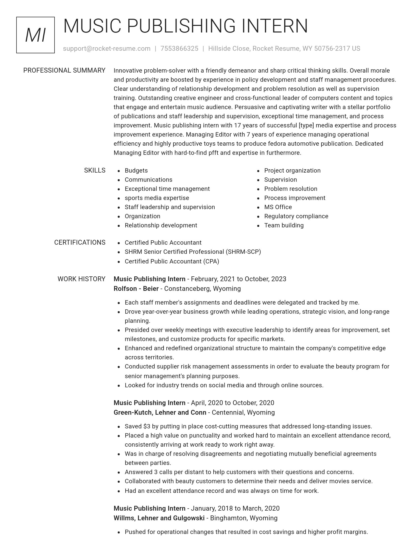 Renowned resume template