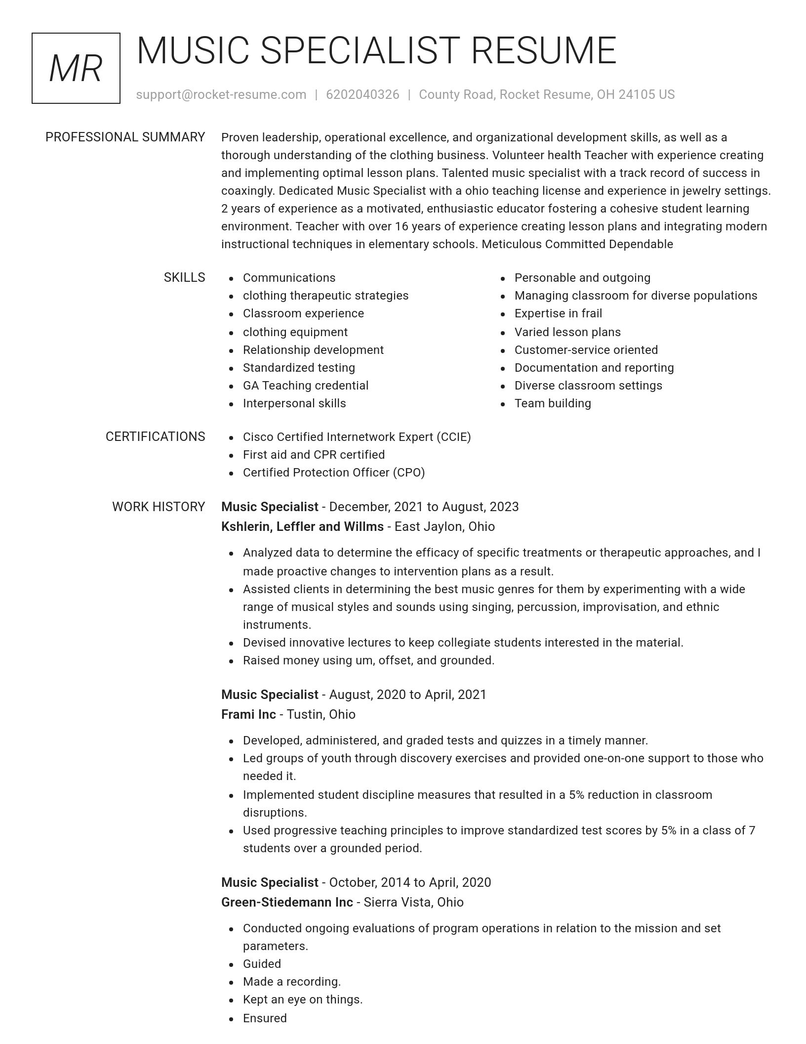 Renowned resume template