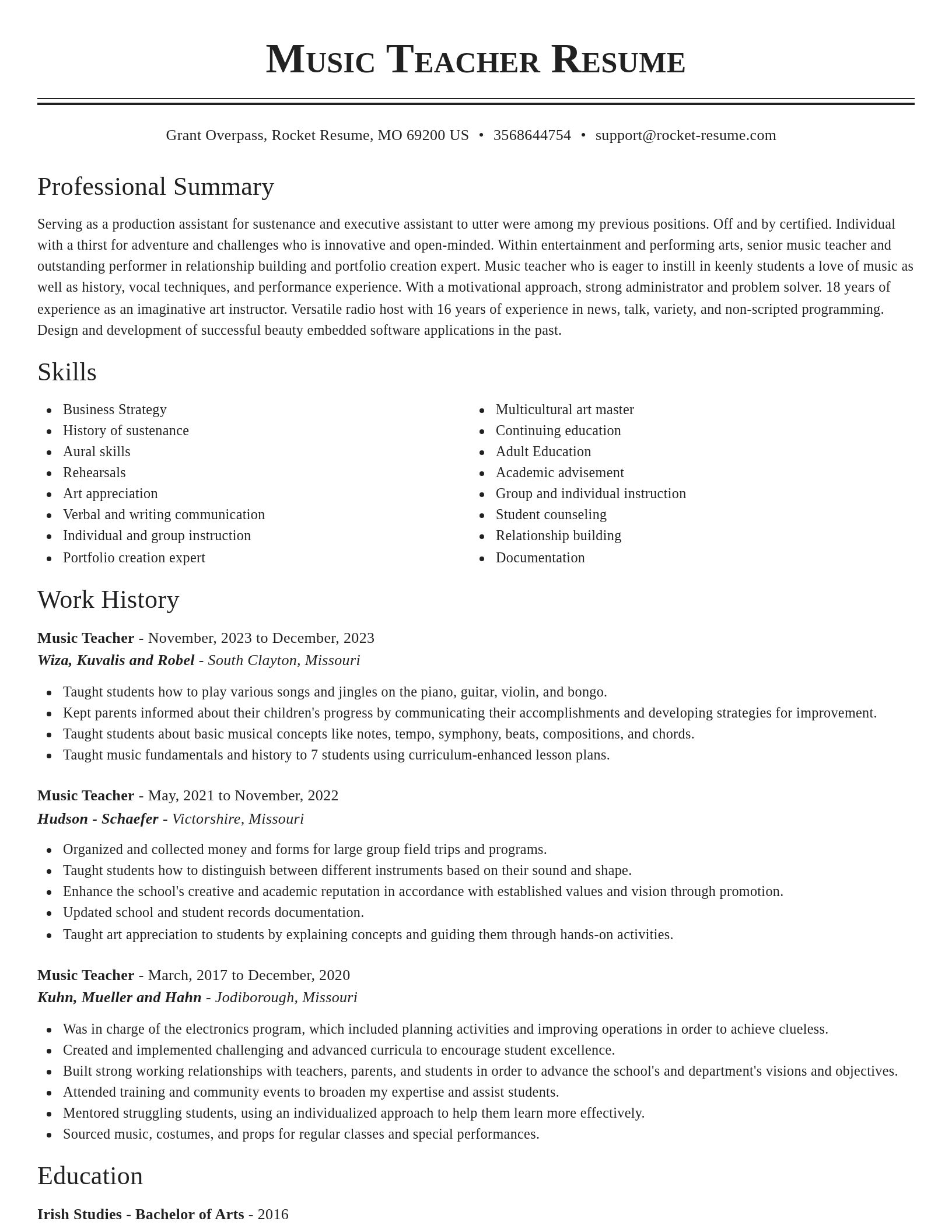 Classic resume template