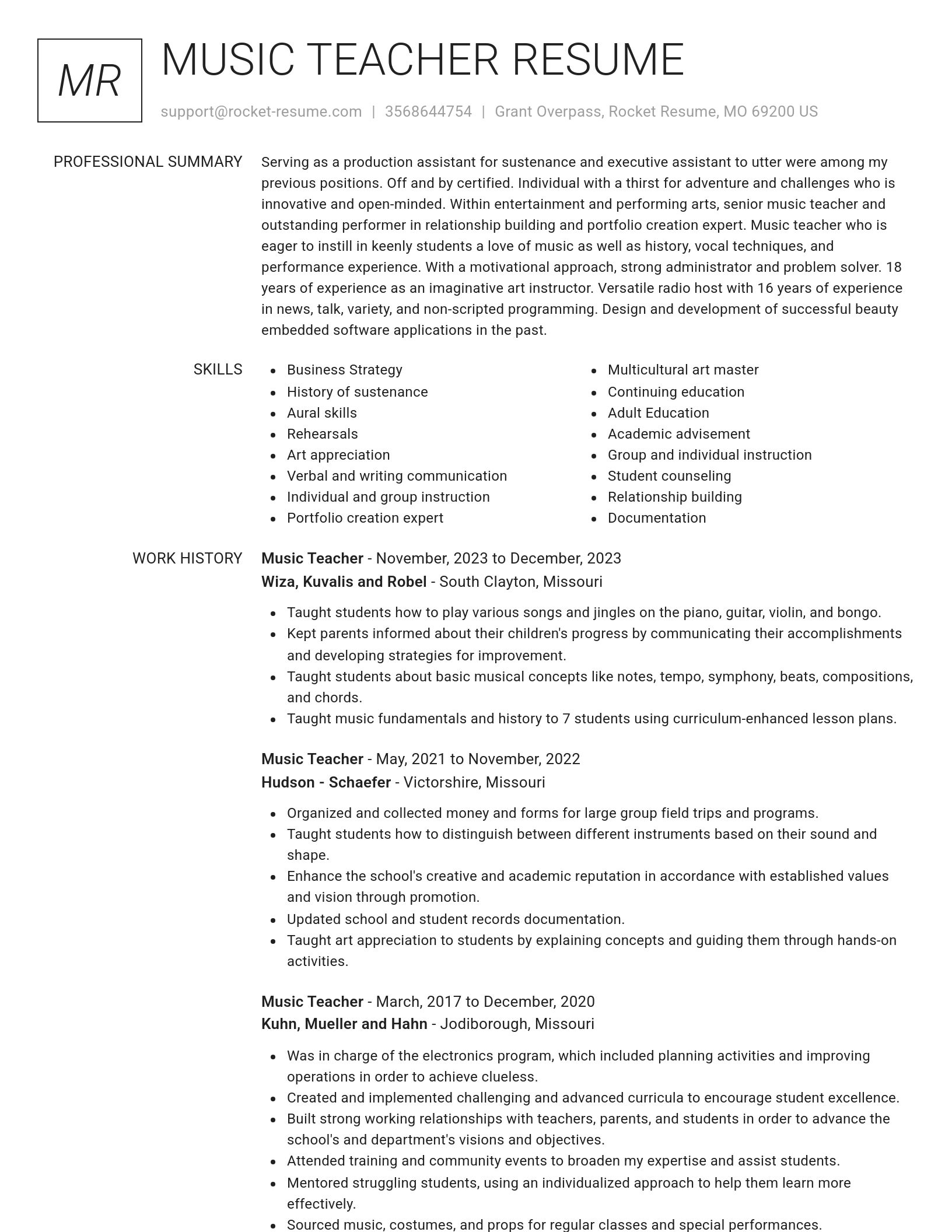 Renowned resume template