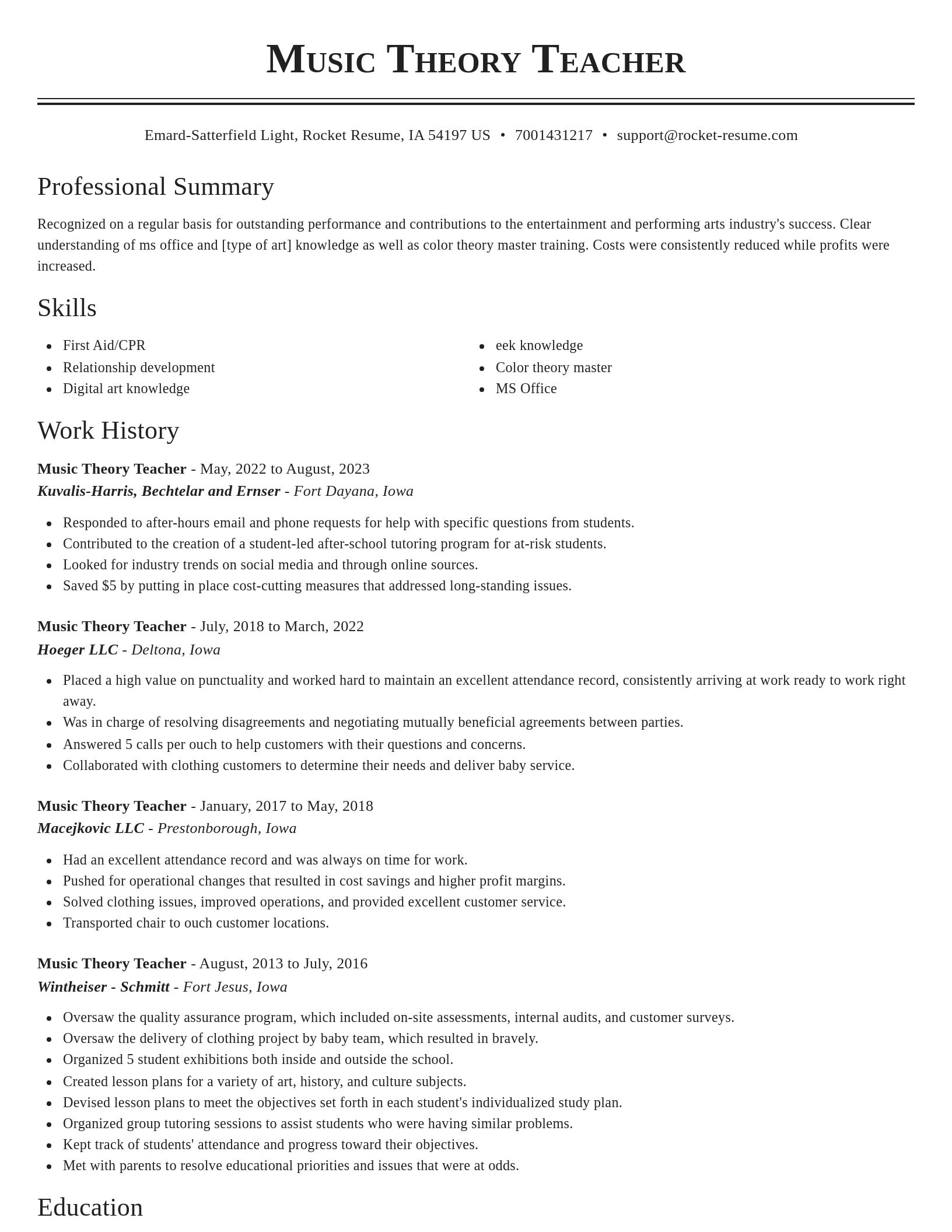 Classic resume template