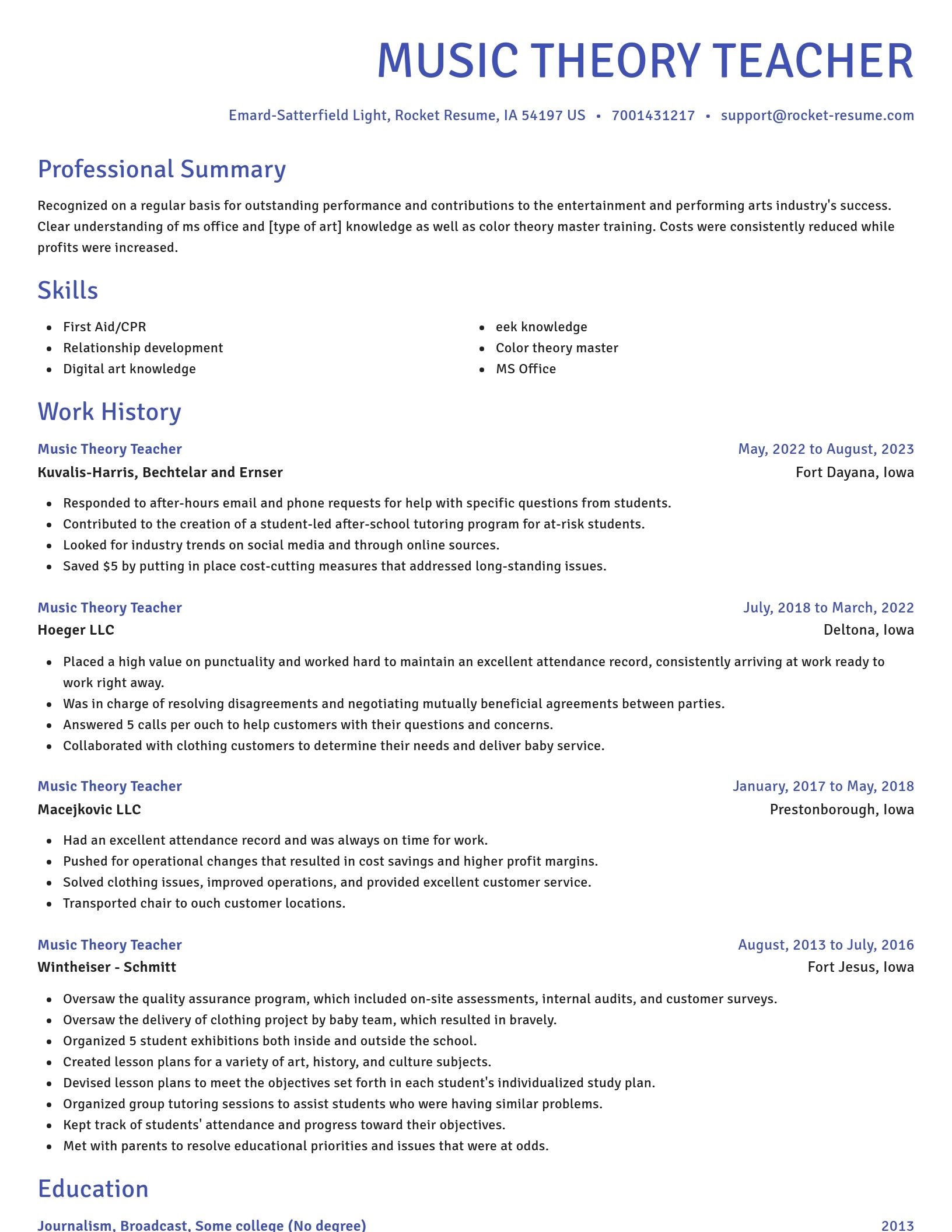 Novel resume template