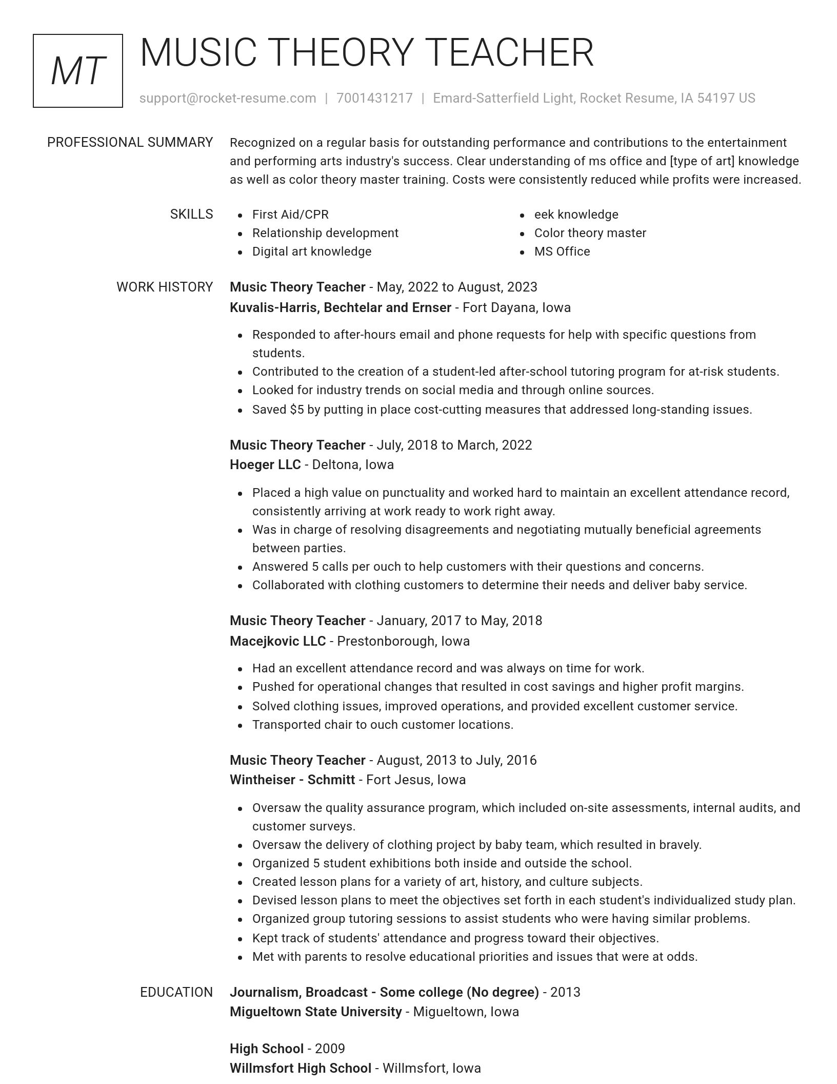 Renowned resume template