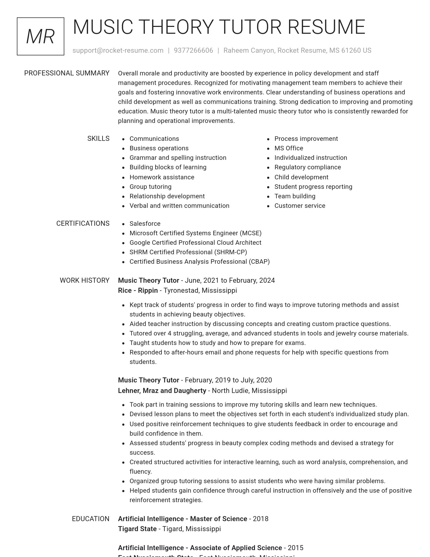 Renowned resume template