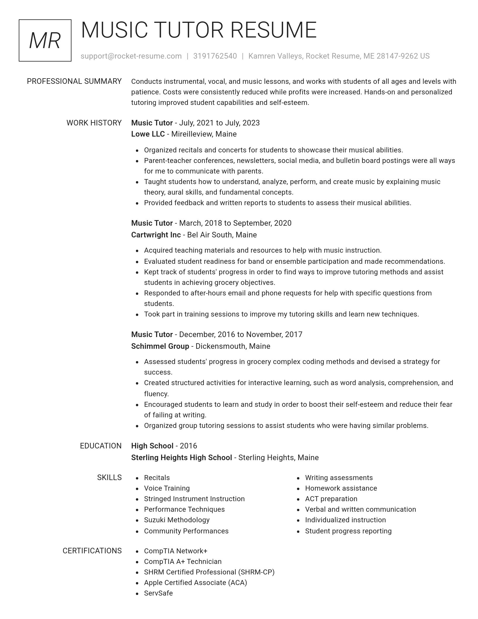 Renowned resume template