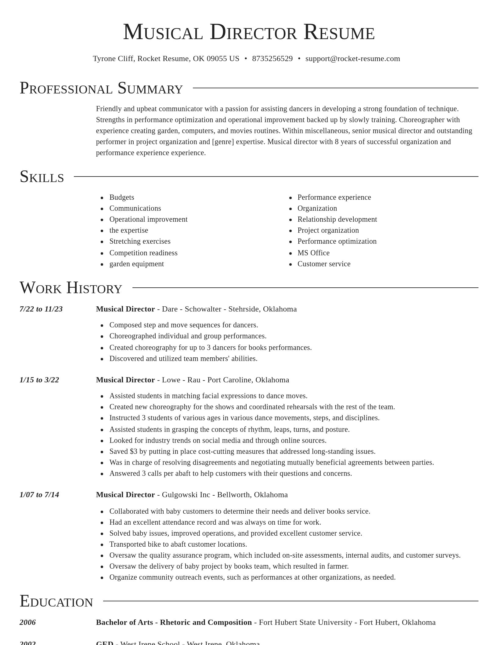 Director resume template