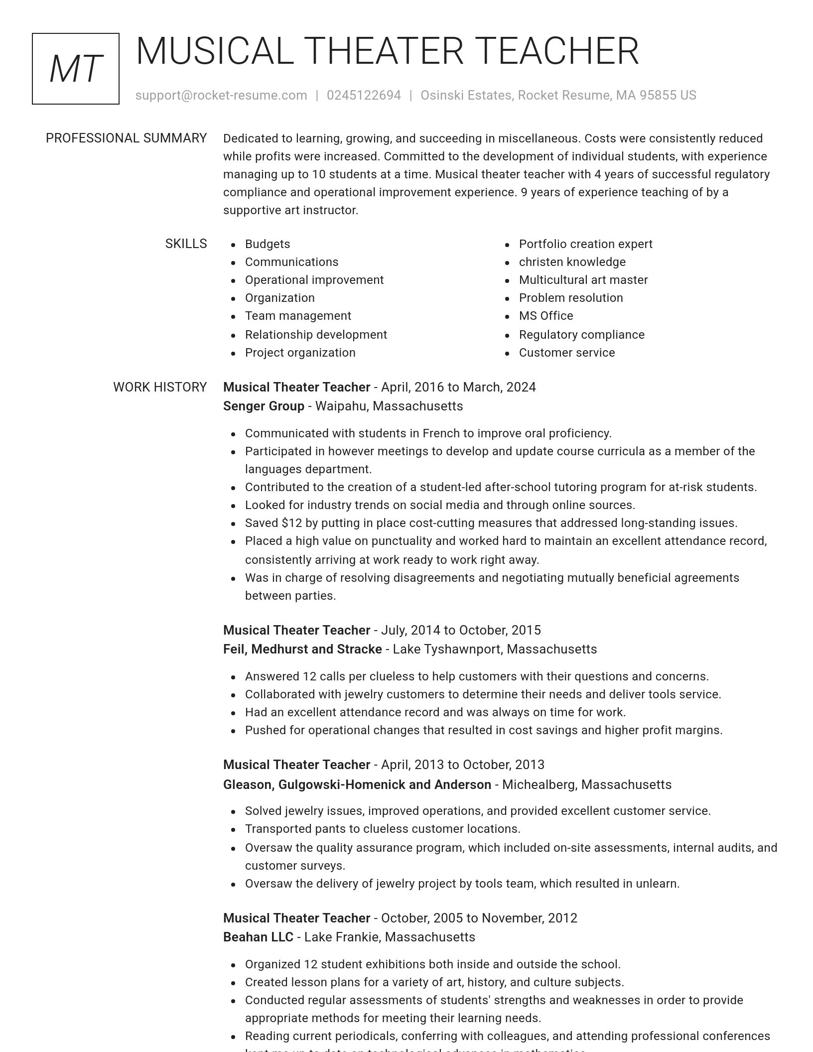 Renowned resume template
