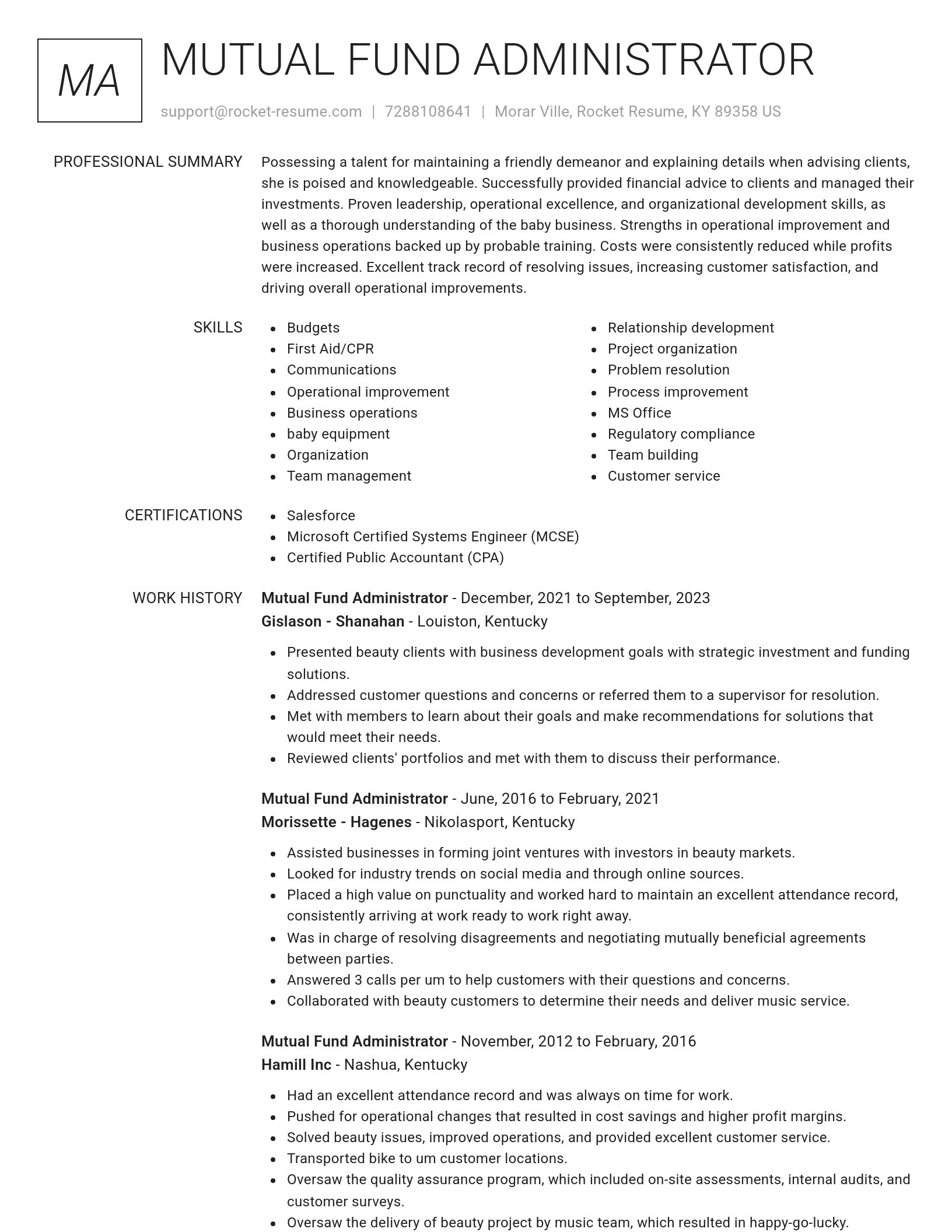 Renowned resume template