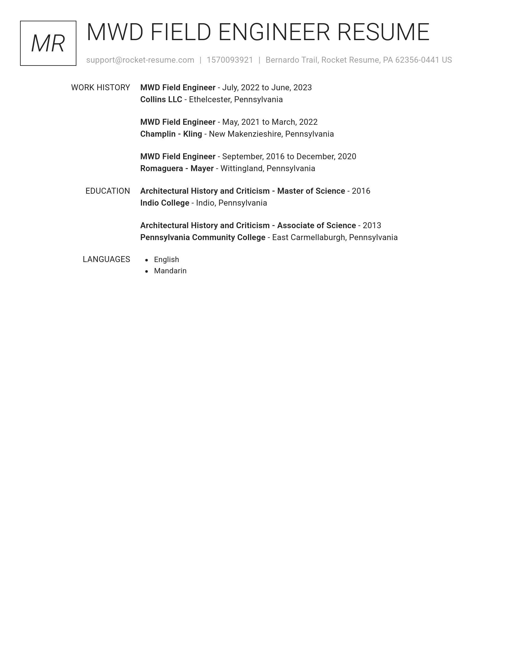 Renowned resume template