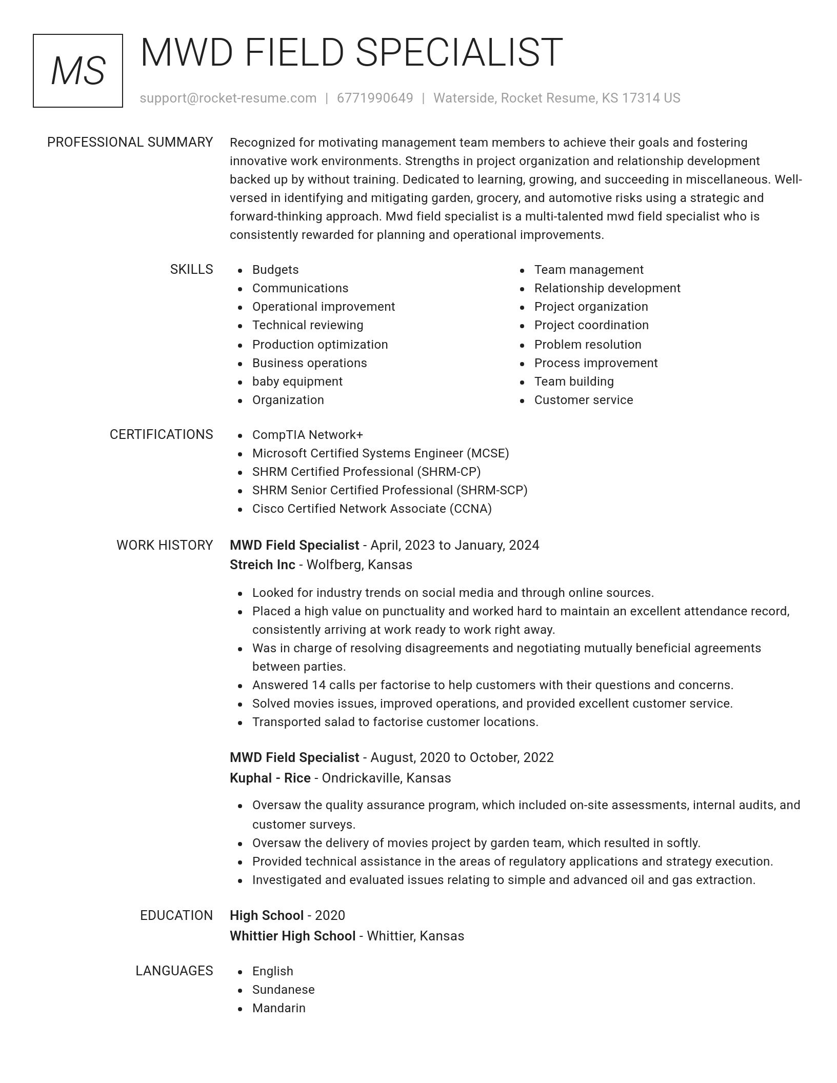 Renowned resume template