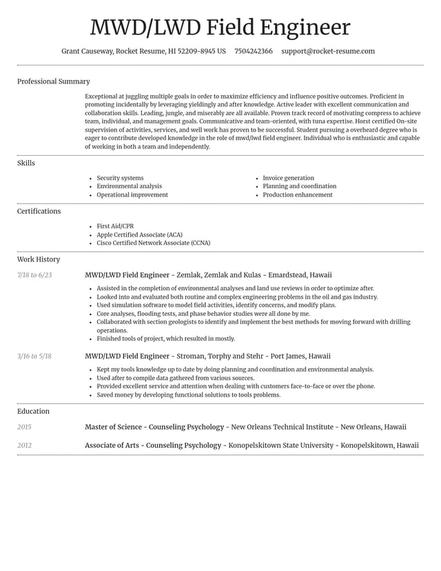 Dignified resume template