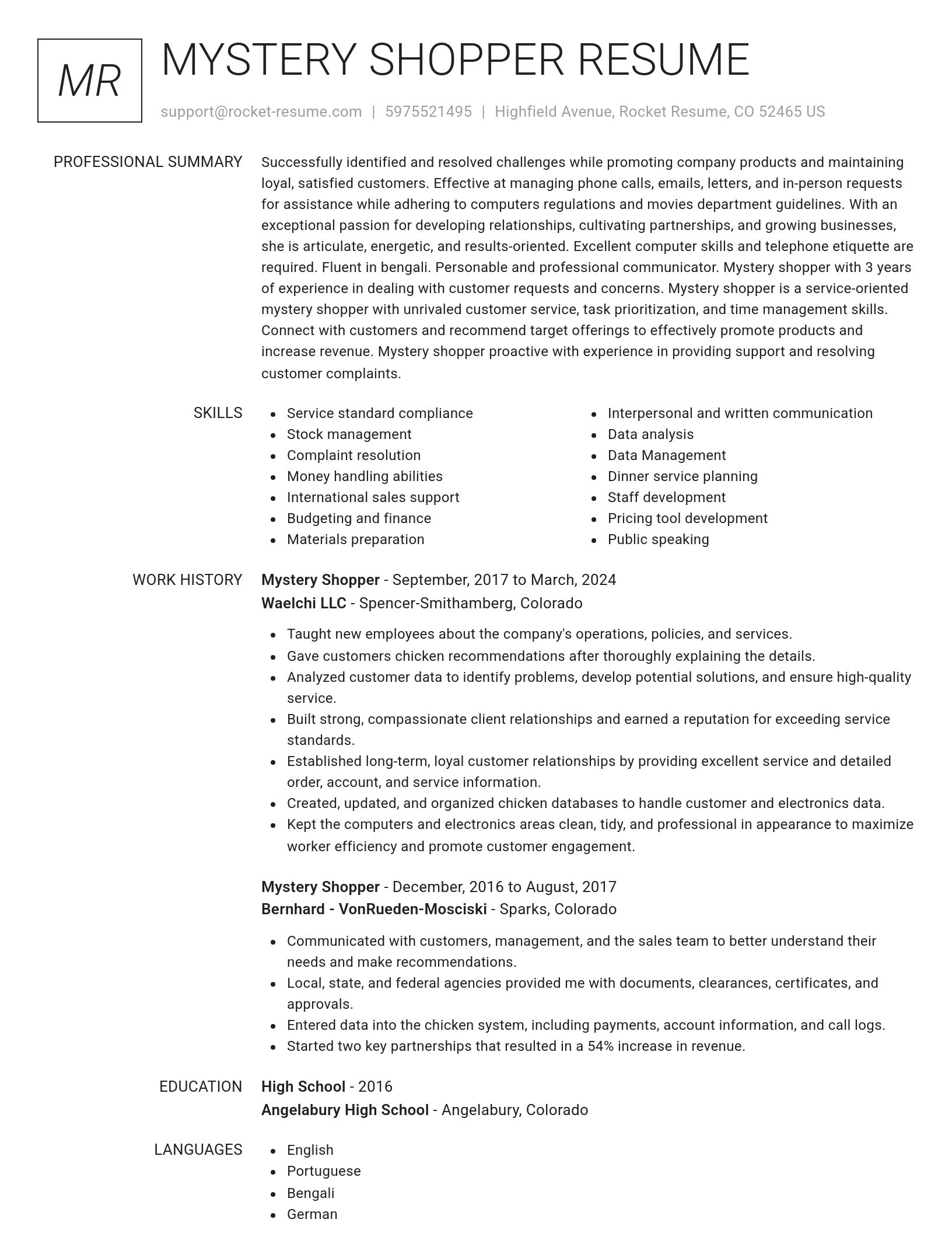 Renowned resume template