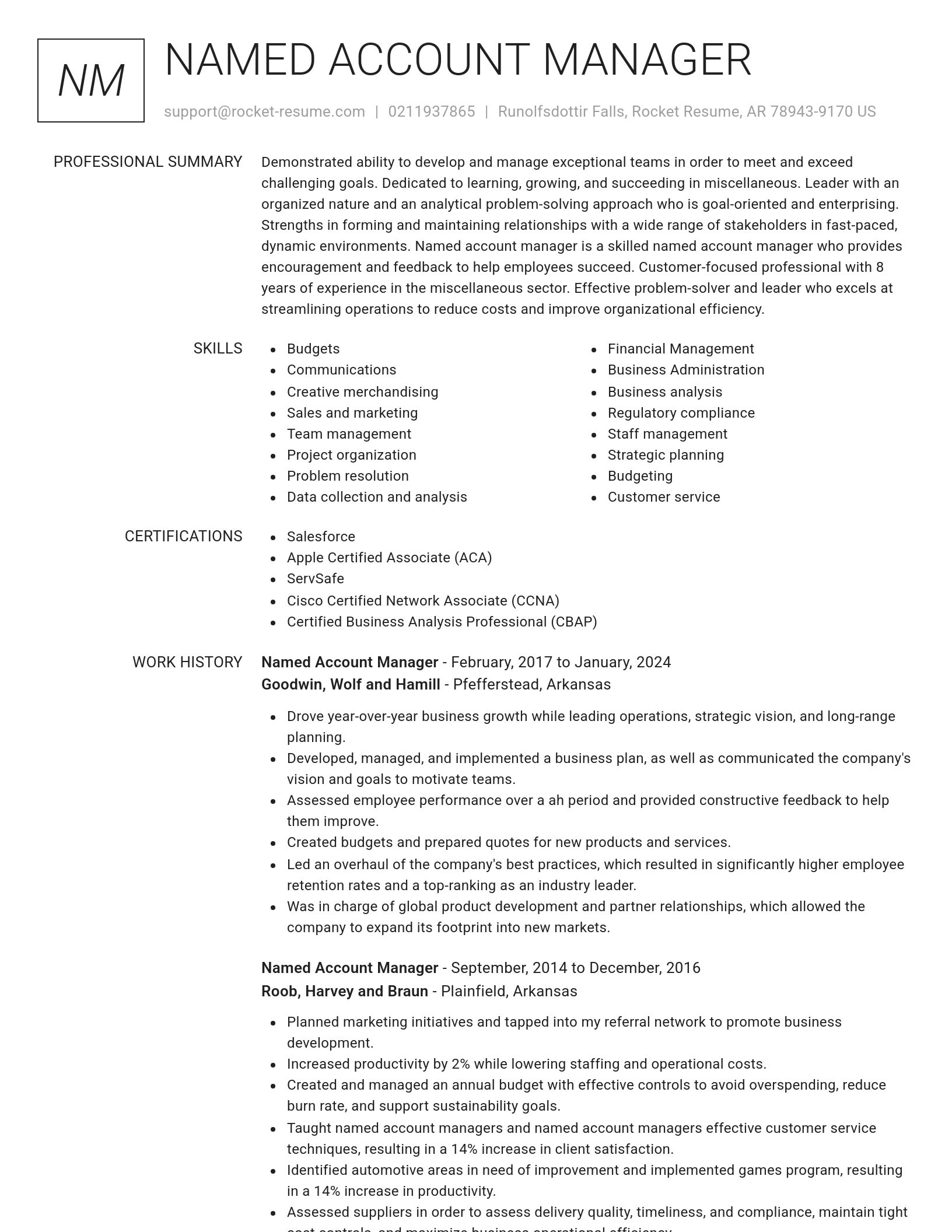 Renowned resume template