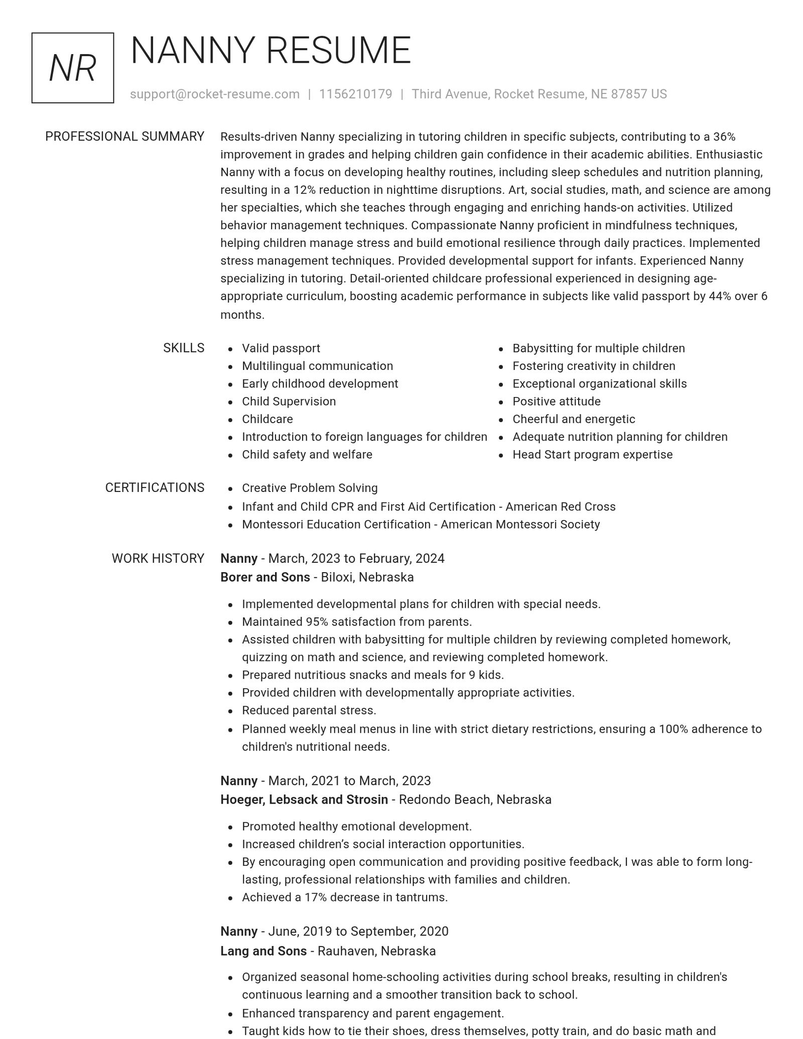 Renowned resume template