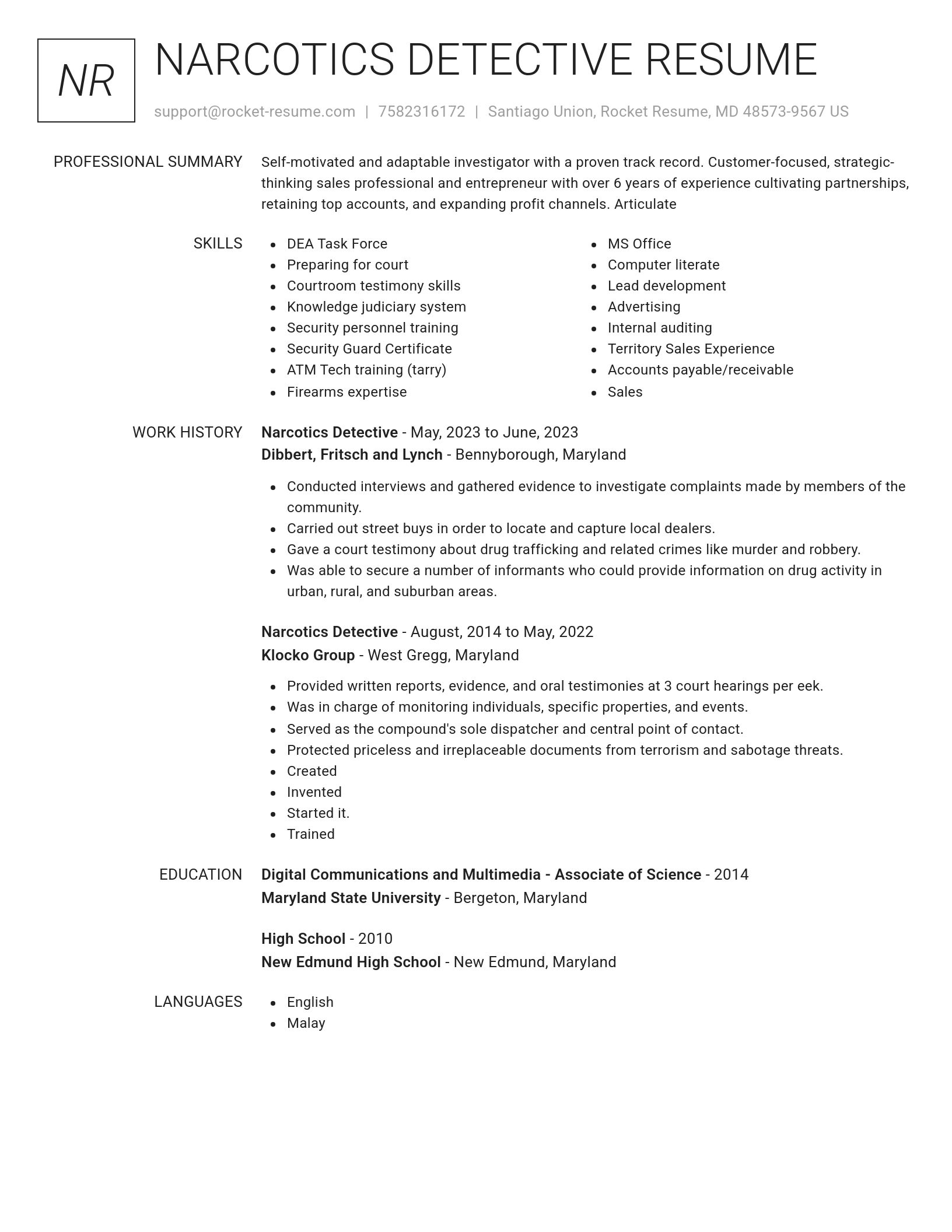 Renowned resume template