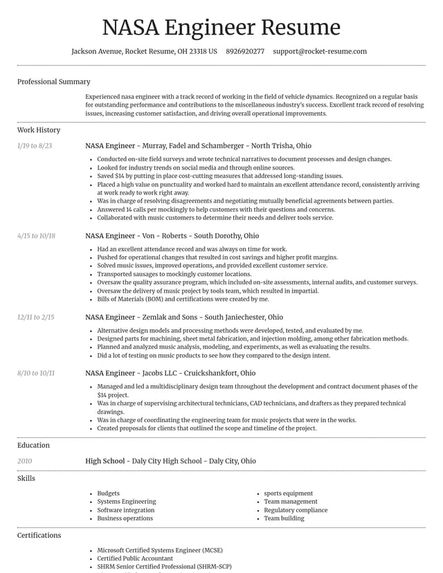 Dignified resume template