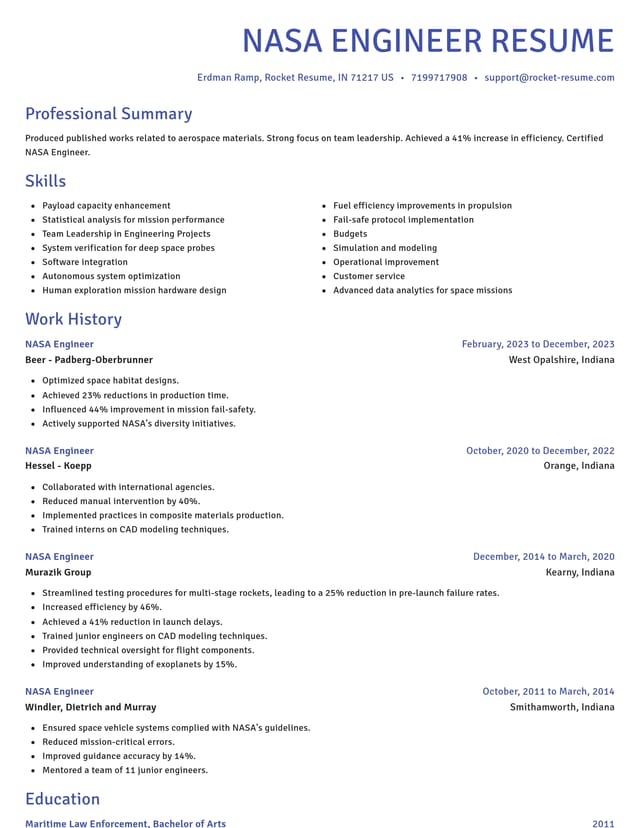 Novel resume template
