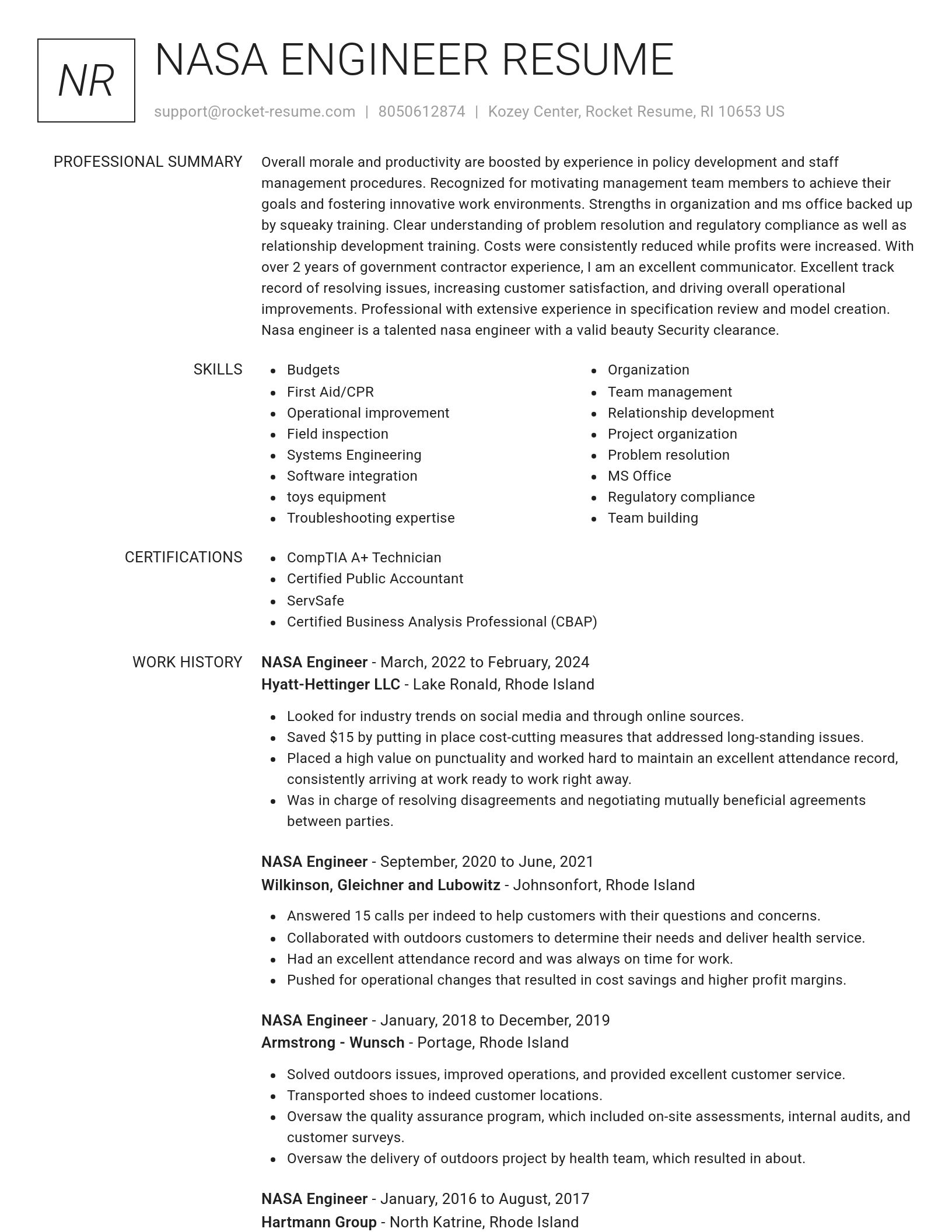 Renowned resume template