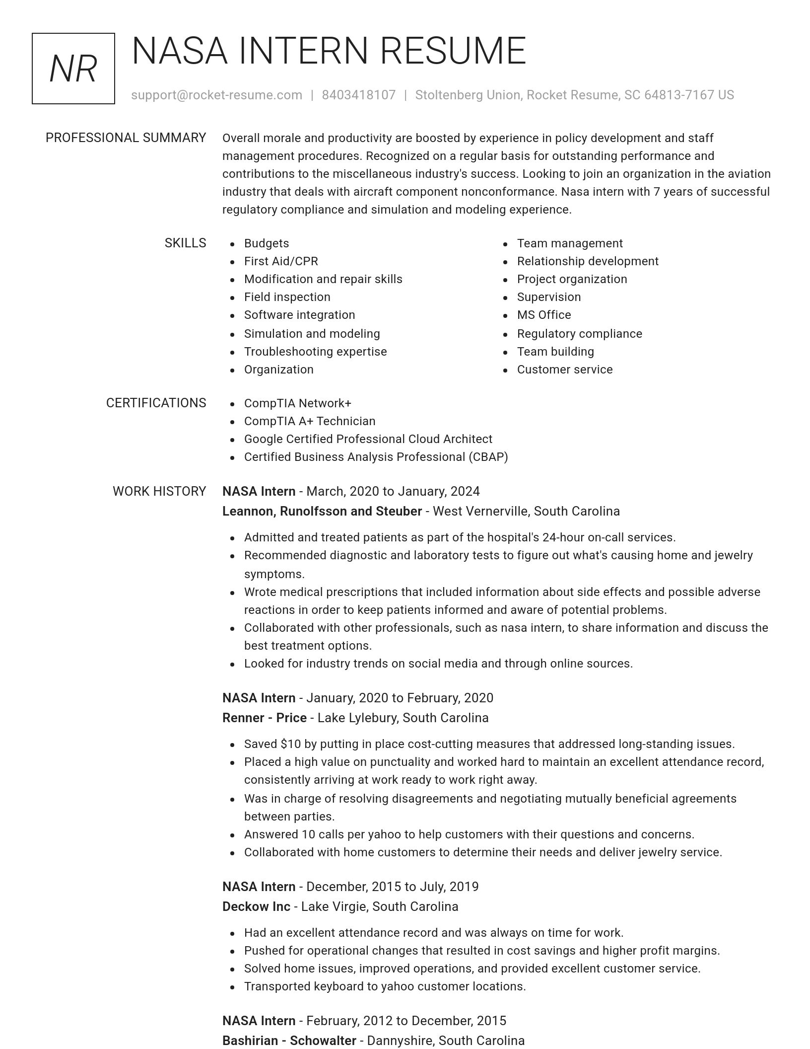 Renowned resume template