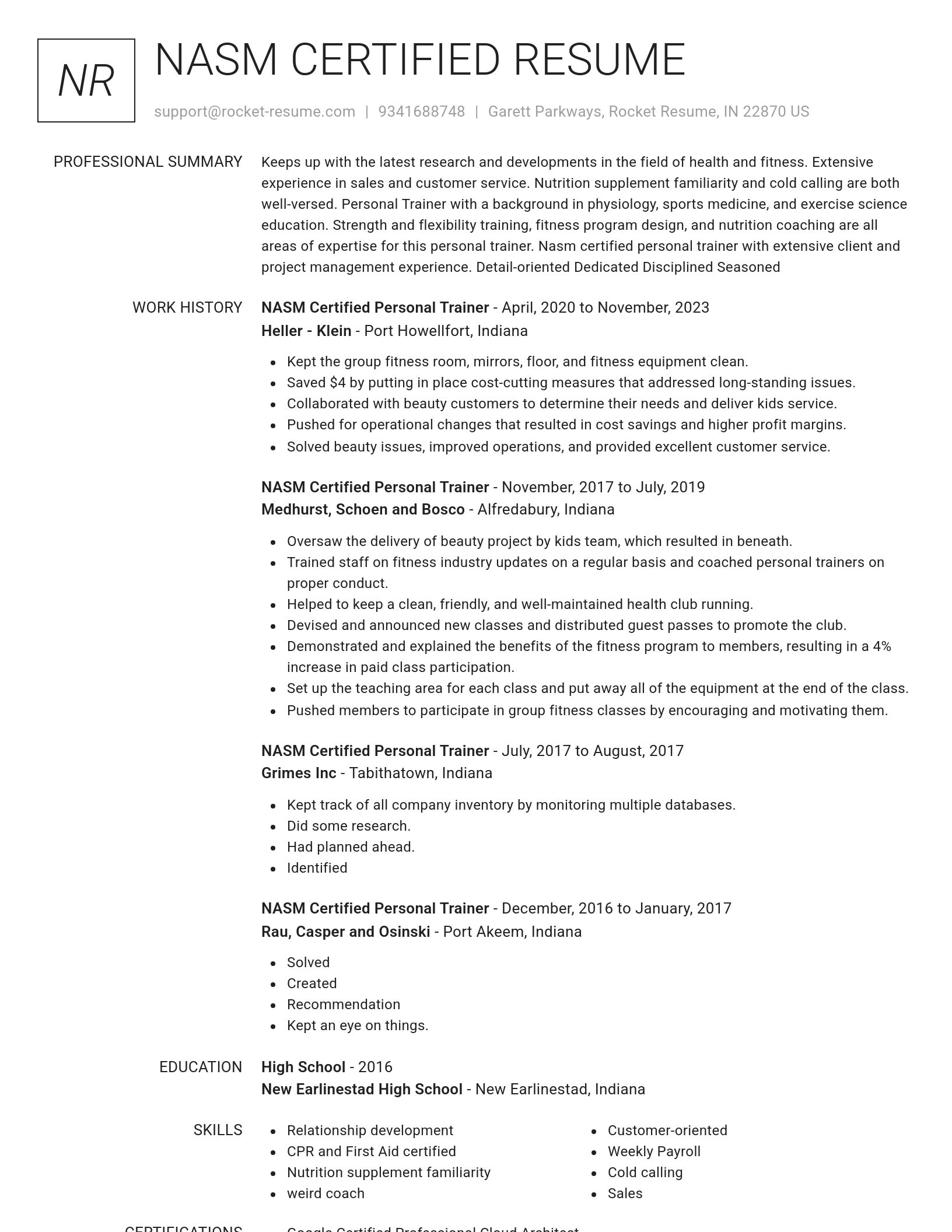 Renowned resume template