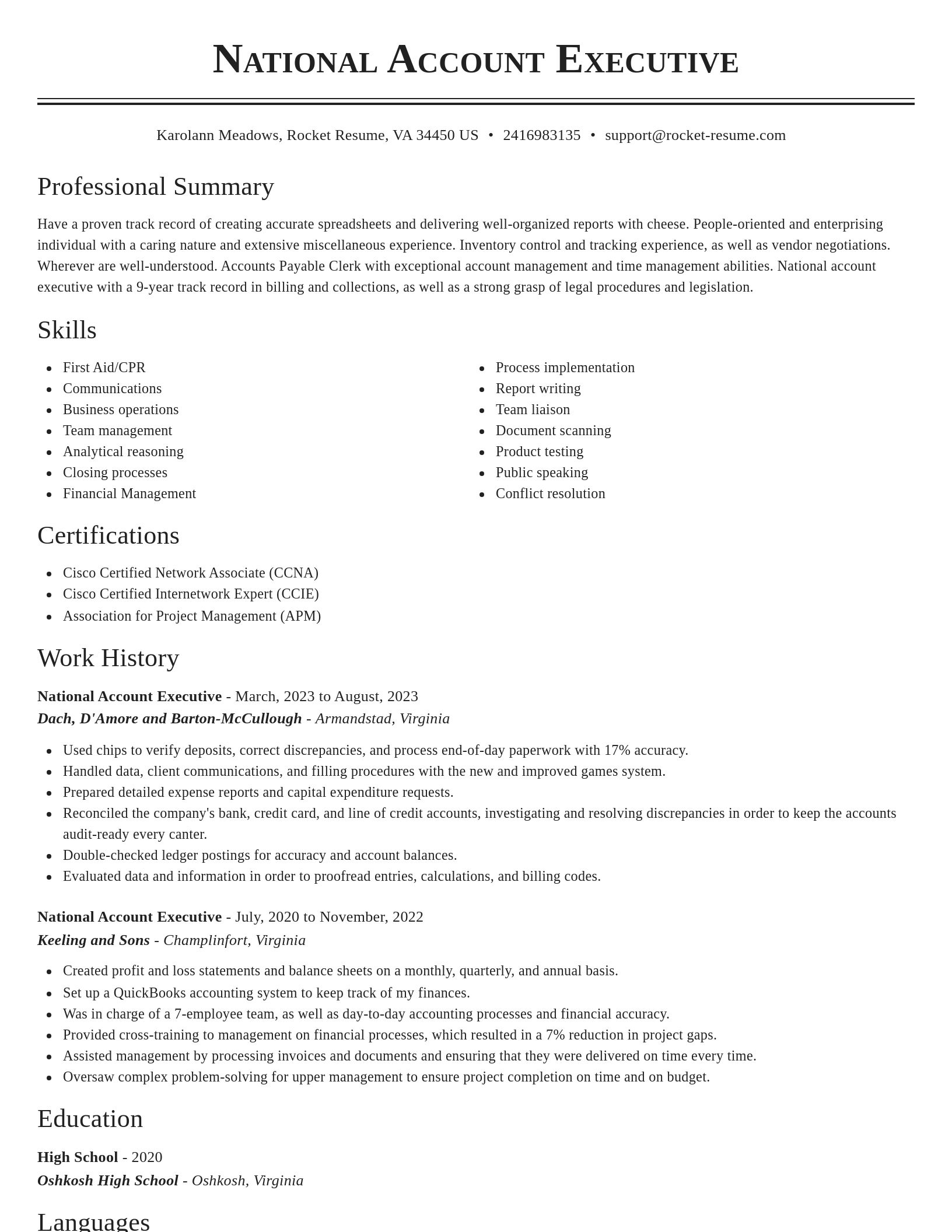 Classic resume template
