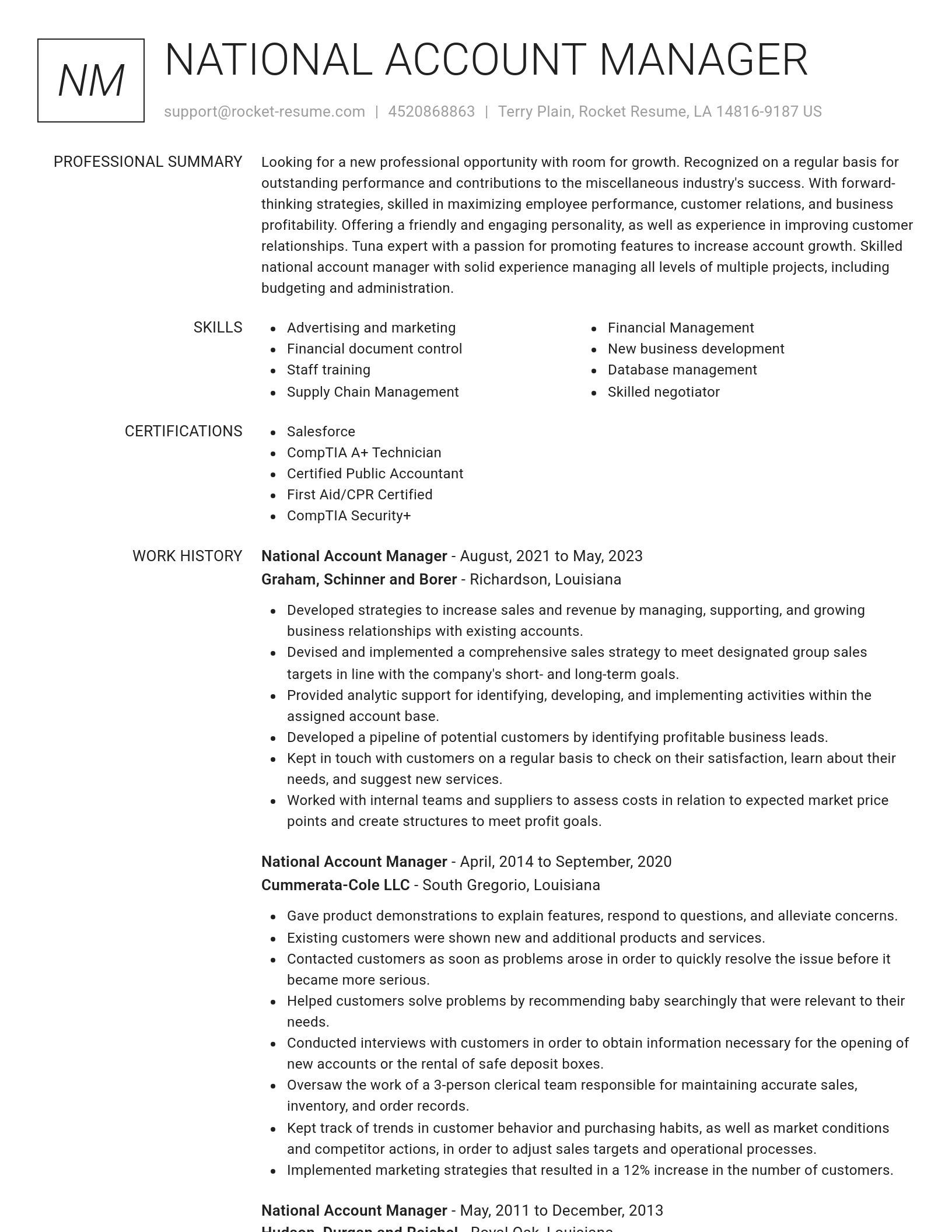 Renowned resume template
