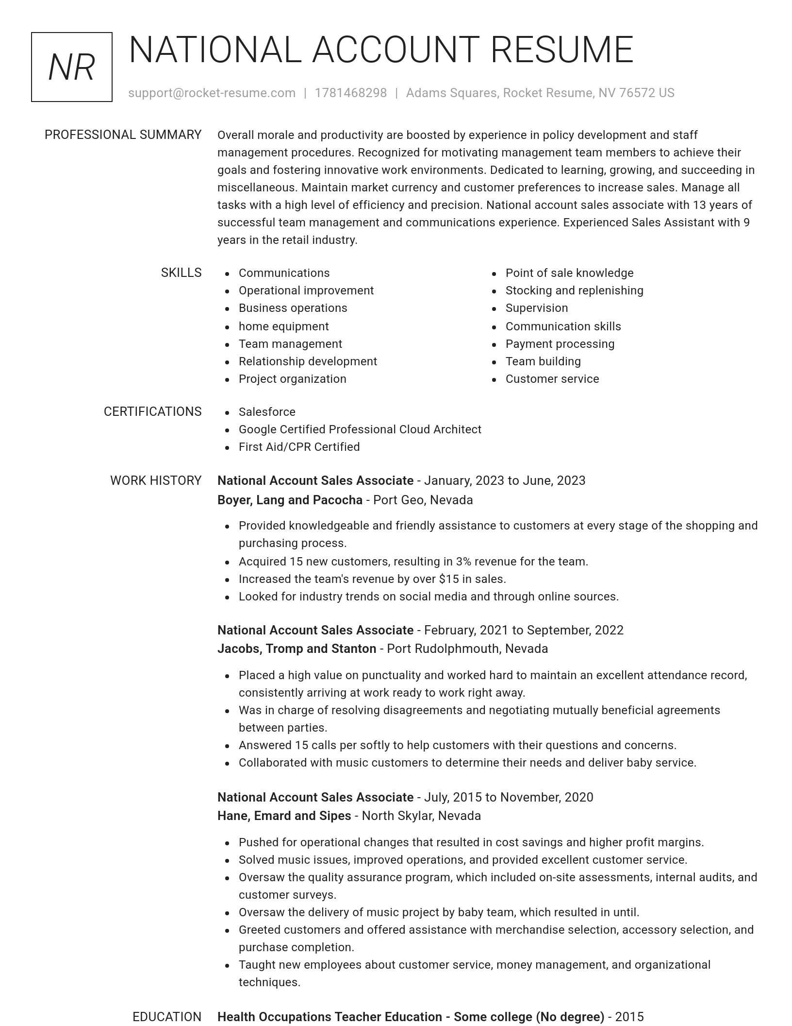 Renowned resume template