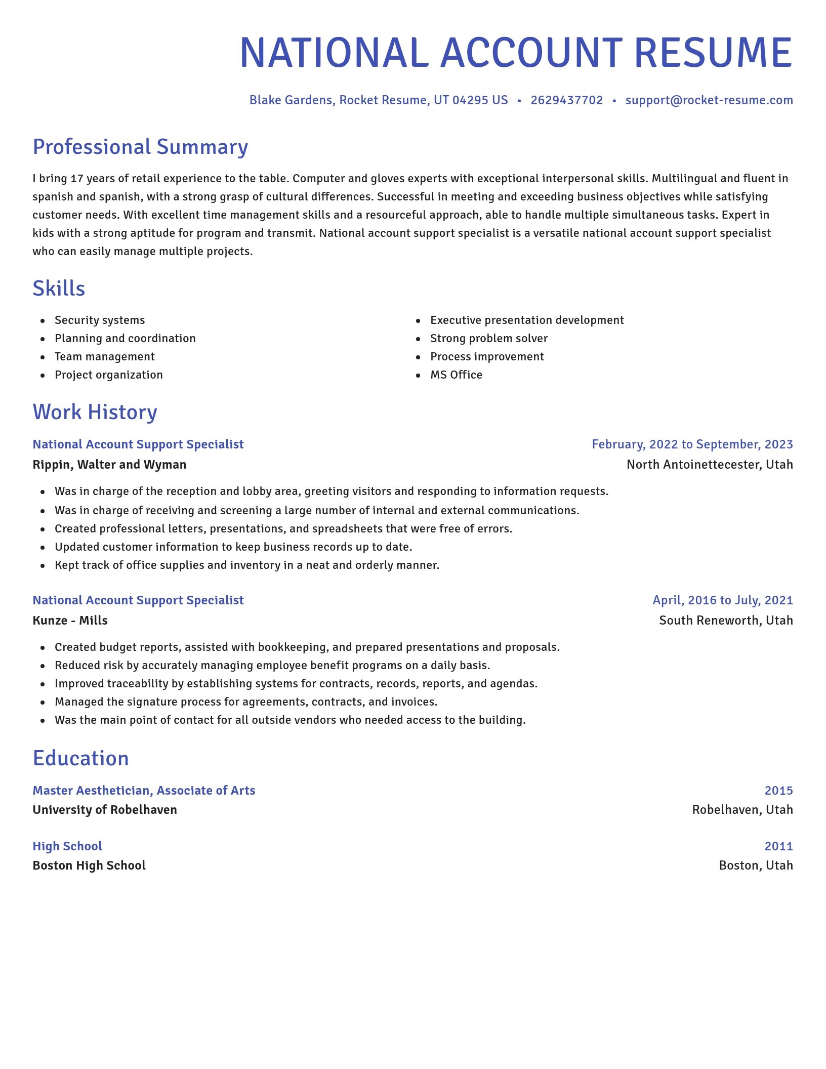 Novel resume template